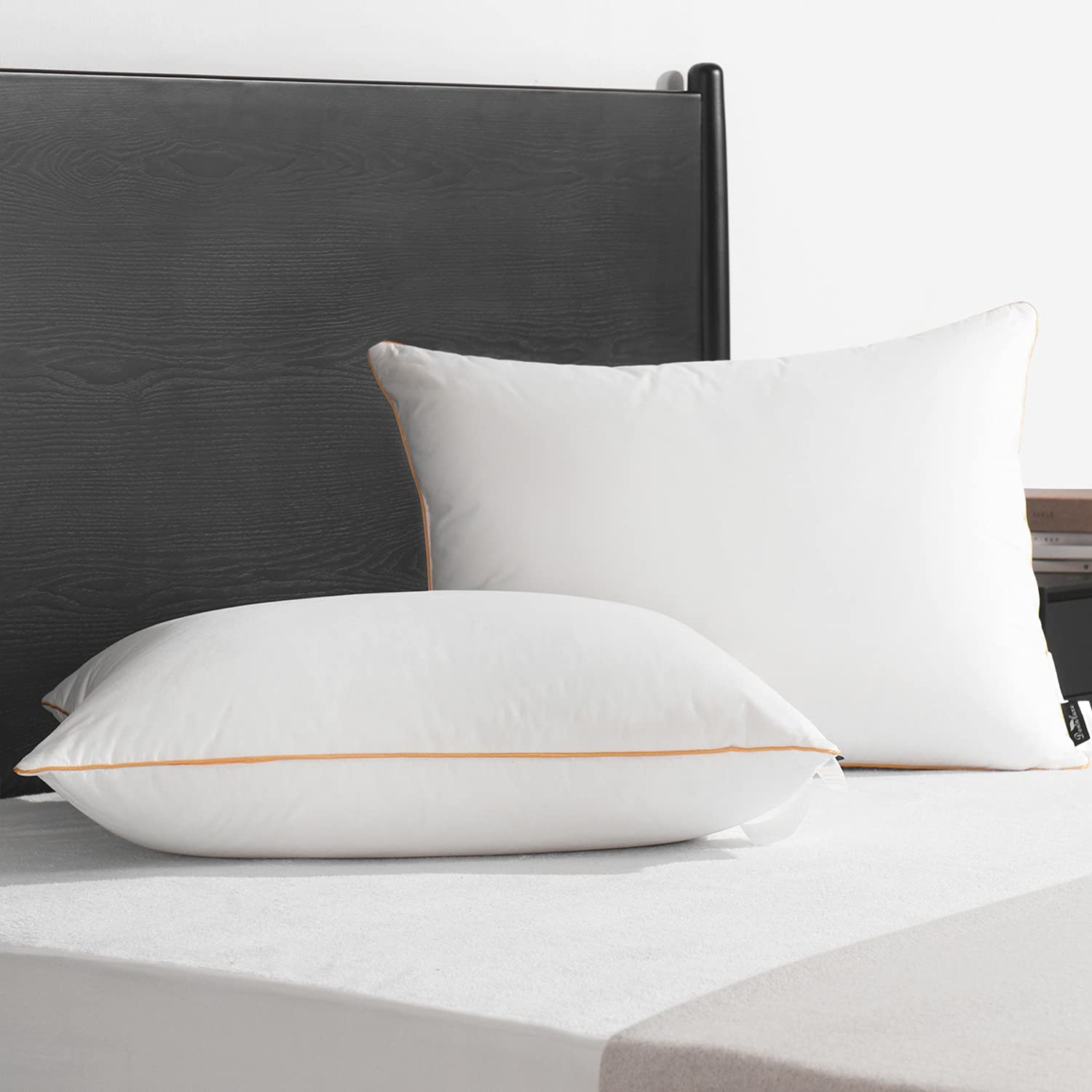 Premium Down Feather Pillows Set of 2 - Queen Size for Comfortable Sleep & Hotel Luxury at Home