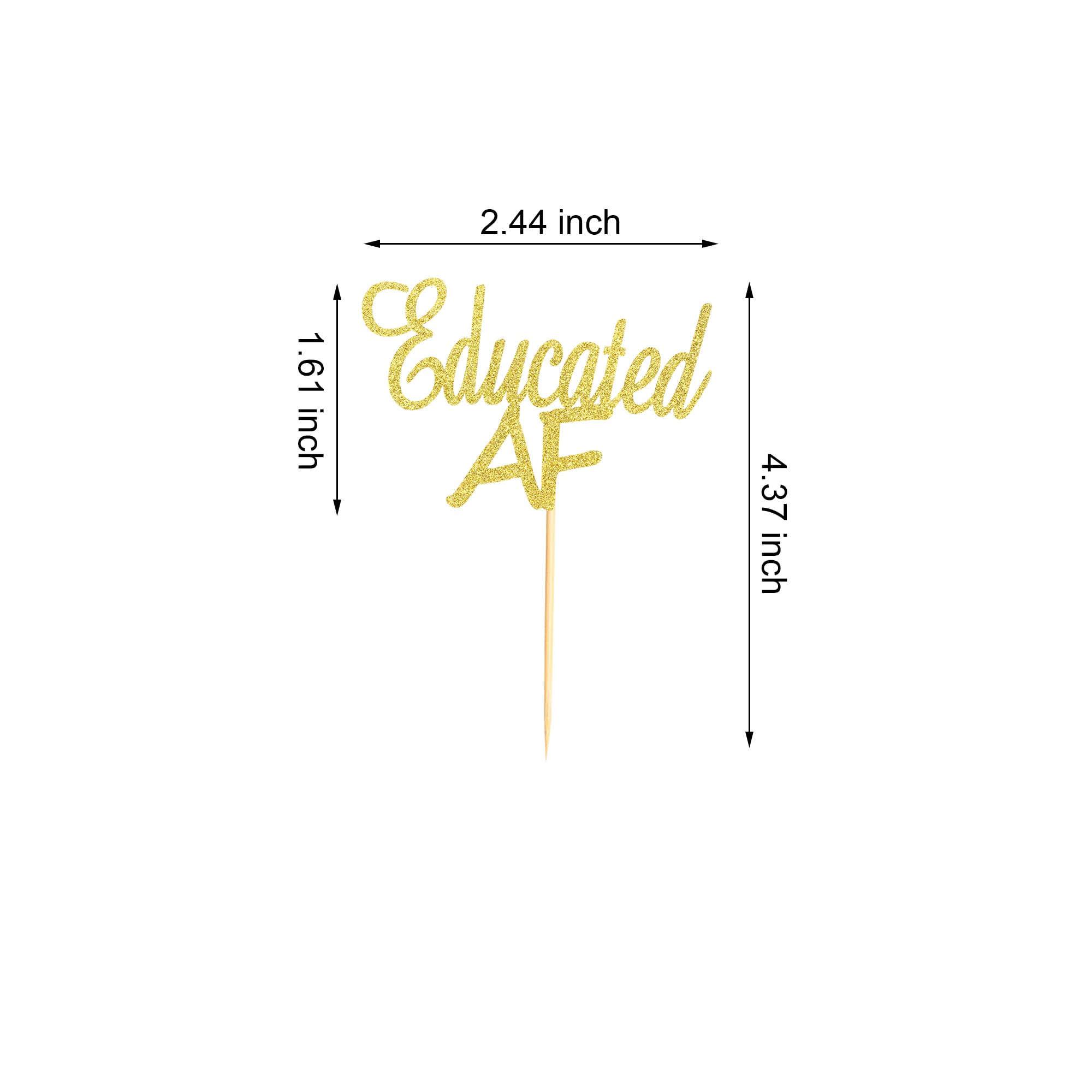 24pcs Graduation Cupcake Toppers 2025 - Gold Glitter Educated Cake Picks for Graduation Party Decorations | Perfect for Graduation Cakes, Cupcakes and Dessert Table Displays