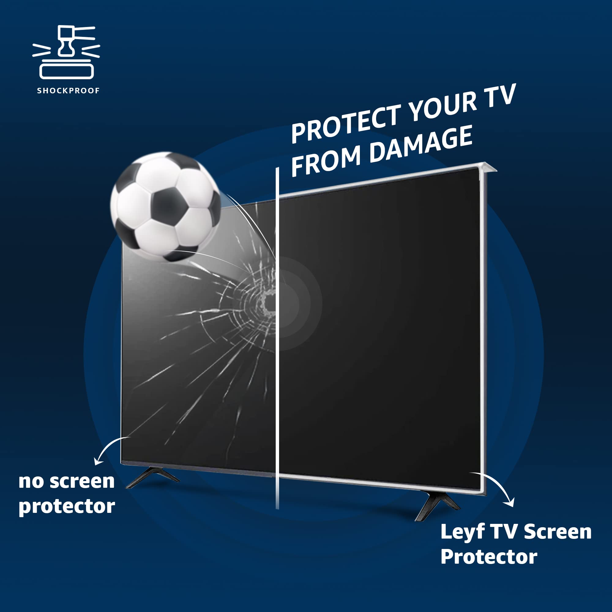 LEYF 55 Inch TV Screen Protector - Anti-Scratch & Anti-Damage Film for LCD LED 4K OLED QLED HDTV - Hanging & Fixed Installation - Perfect for Living Room, Bedroom & Office TV Protection