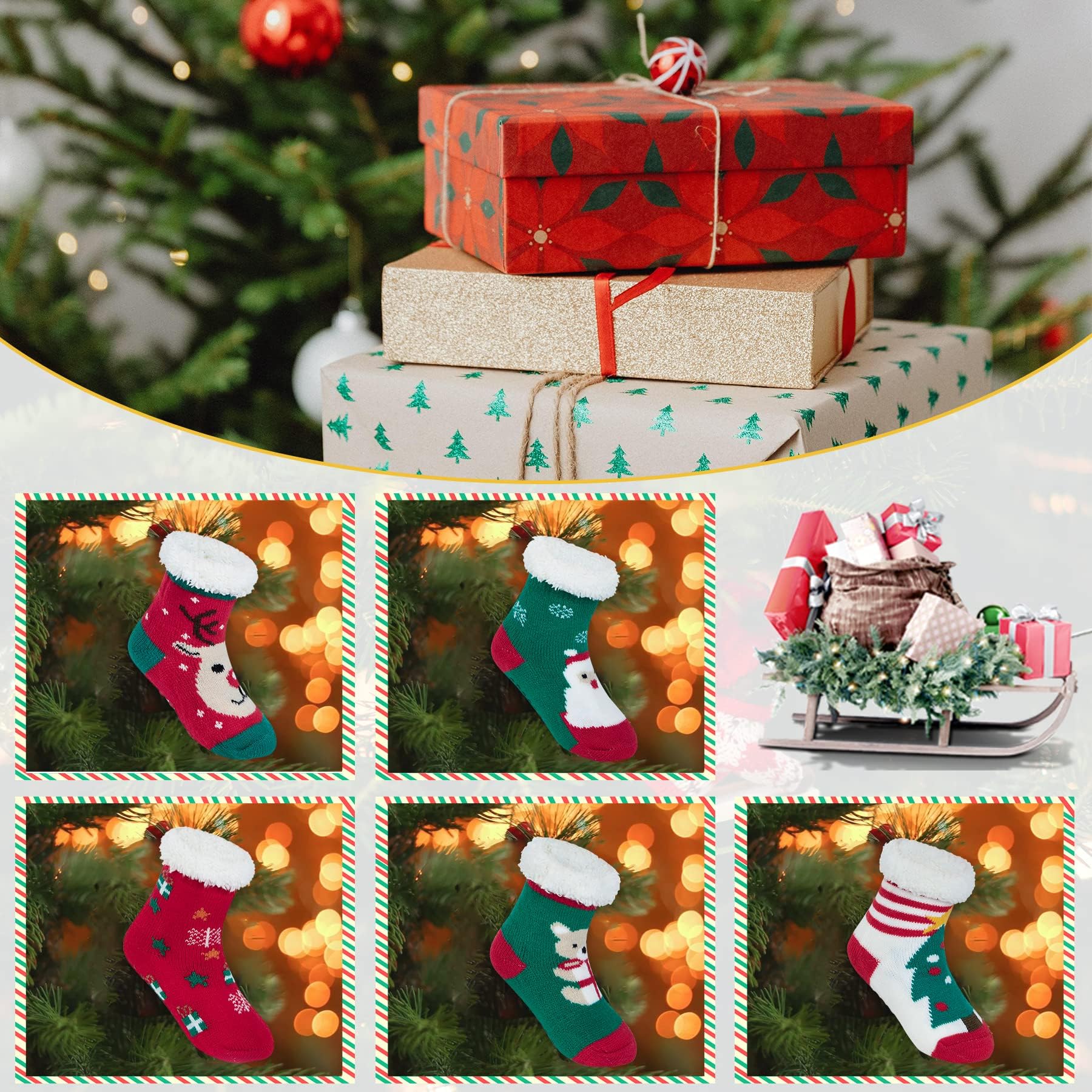 Zando Kids Christmas Fuzzy Socks for Girls & Boys - Thermal Thick Soft Fluffy Cozy Winter Socks for Toddlers - Perfect for Holiday Gifts, Winter Warmth & Indoor Comfort