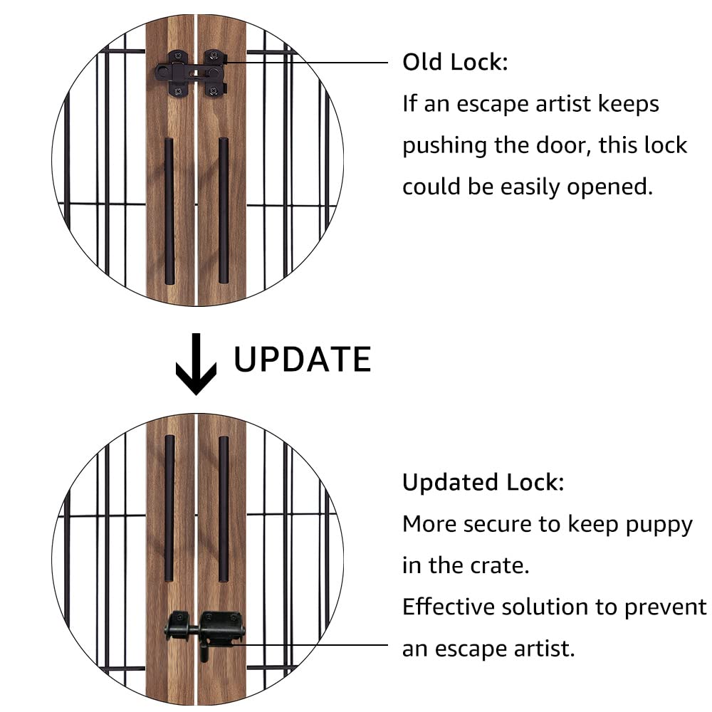 BeeNbkks Stylish Wooden Dog Crate End Table - Double Door Wire Kennel with Removable Pet Bed | Indoor Decorative Dog House for Medium & Large Dogs | Perfect for Living Room, Bedroom & Home Office Decor