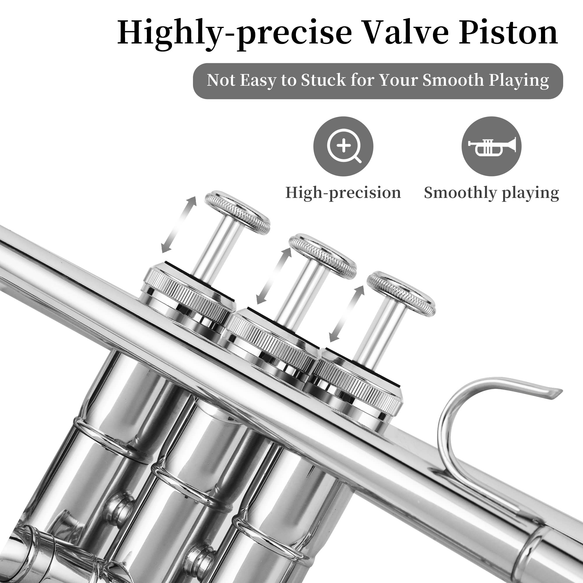 LeSage Bb Trumpet for Beginners - Professional Brass Instrument with Nickel Silver Finish, Includes Mouthpiece, Cleaning Kit, Valve Oil & Hard Case - Perfect for School Bands, Music Lessons & Jazz Performances