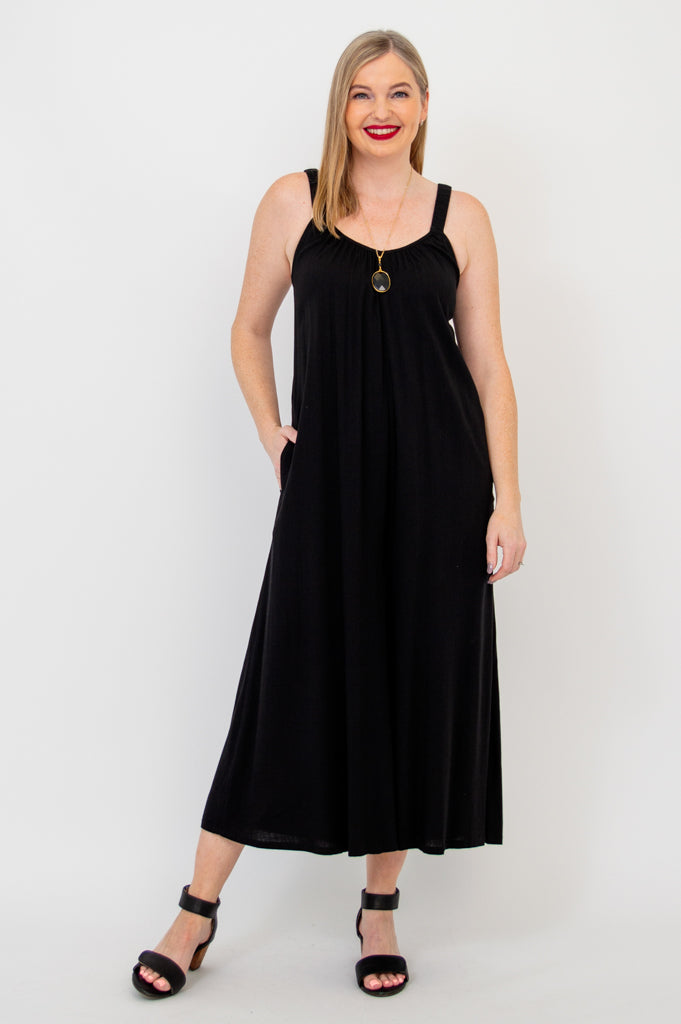 Joanna Jumpsuit for Women - Black Linen Bamboo Blend Romper - Perfect for Summer Outfits, Beach Vacations & Casual Wear