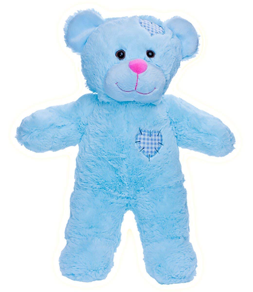 8 Inch Soft Plush Blue Patches Teddy Bear - Ultra Cuddly Stuffed Animal Toy for Kids, Baby Shower Gift & Nursery Decor | Perfect for Snuggling, Birthday Presents & Comforting Toddlers