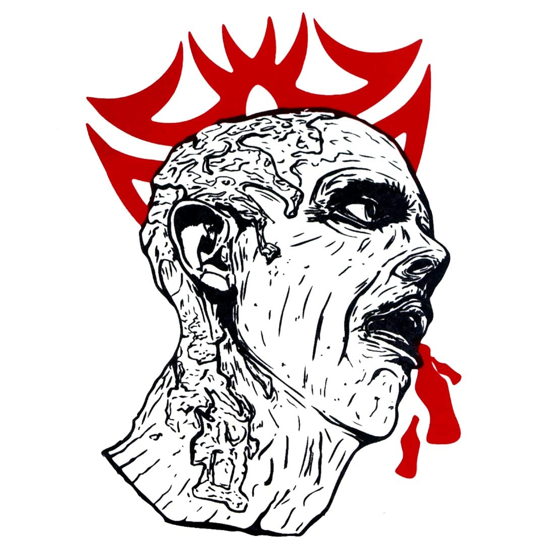 AFH Evil Head Waterproof Temporary Tattoo Stickers - Black & Red Body Art for Men & Women | Perfect for Halloween, Cosplay, Parties & Festivals