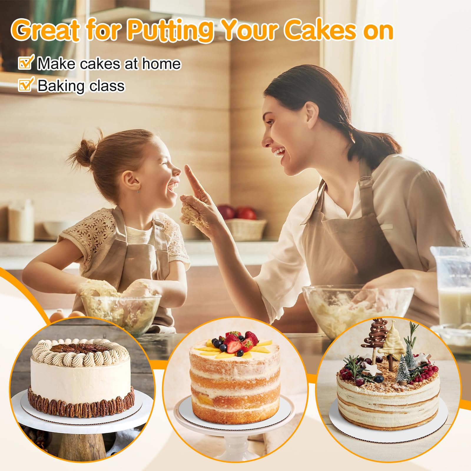 60 Pcs 10 Inch Round White Cardboard Cake Boards for Birthday, Wedding & Party Dessert Displays