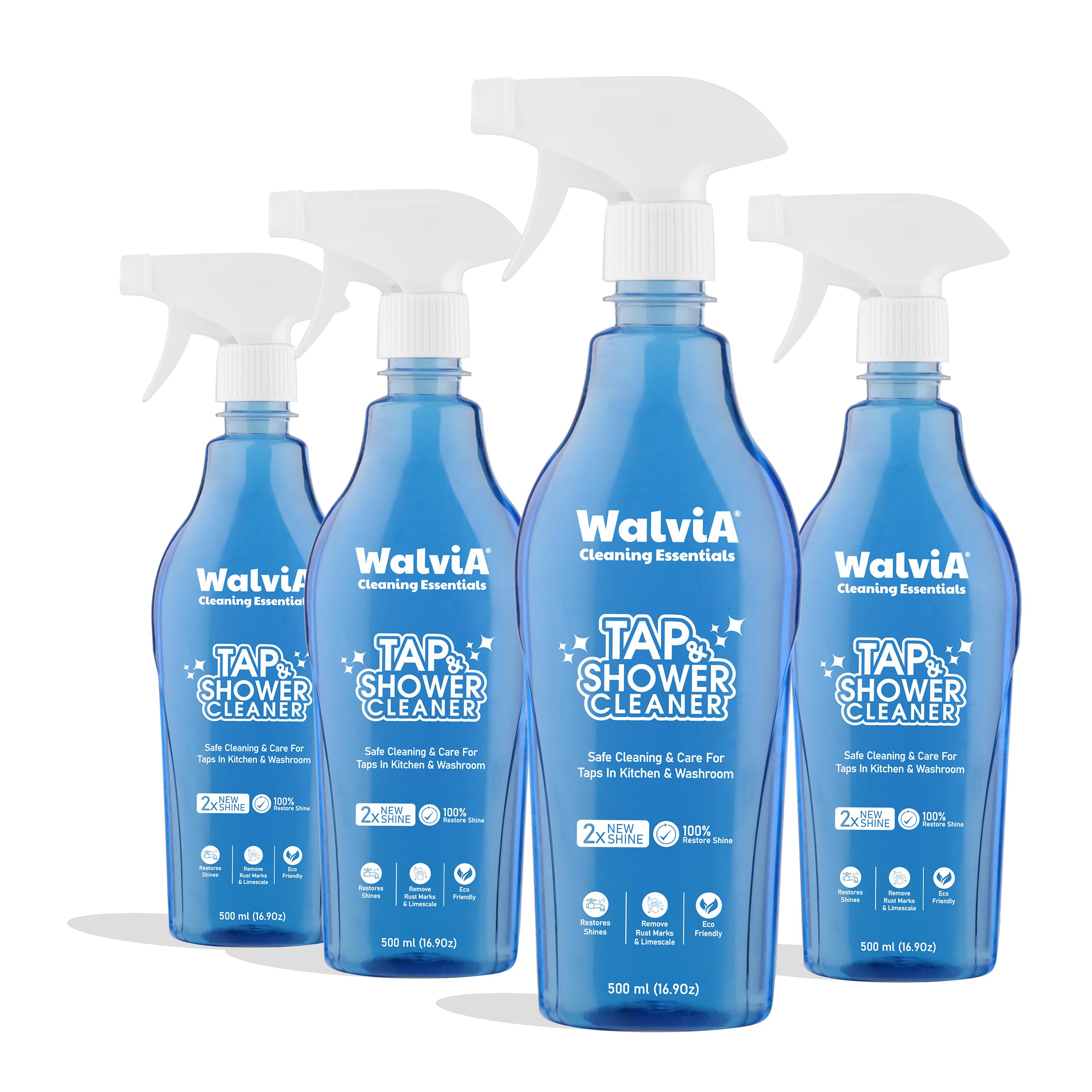 Walvia Natural Tap & Shower Cleaner - Powerful Limescale Remover for Hard Water Stains | Bathroom, Tile, Faucet & Metal Surface Cleaner | 500ml Eco-Friendly Solution | Perfect for Kitchen Sinks, Shower Doors & Chrome Fixtures