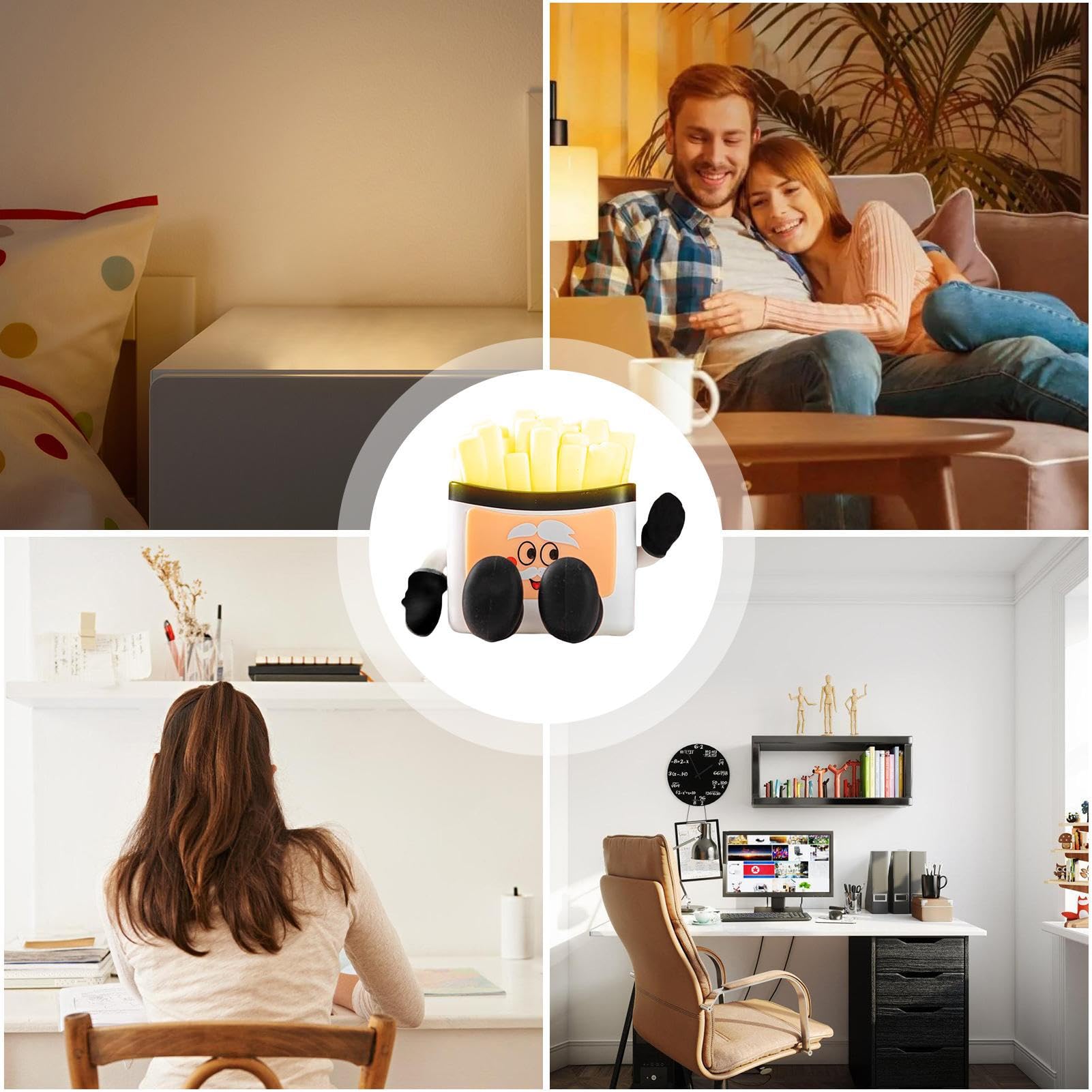 French Fries Night Light - Rechargeable LED Touch Lamp with 3 Brightness Levels | 500mAh Battery | Kids Room Decor, Kitchen Nightlight, Bedside Table Lamp for Cozy Atmosphere