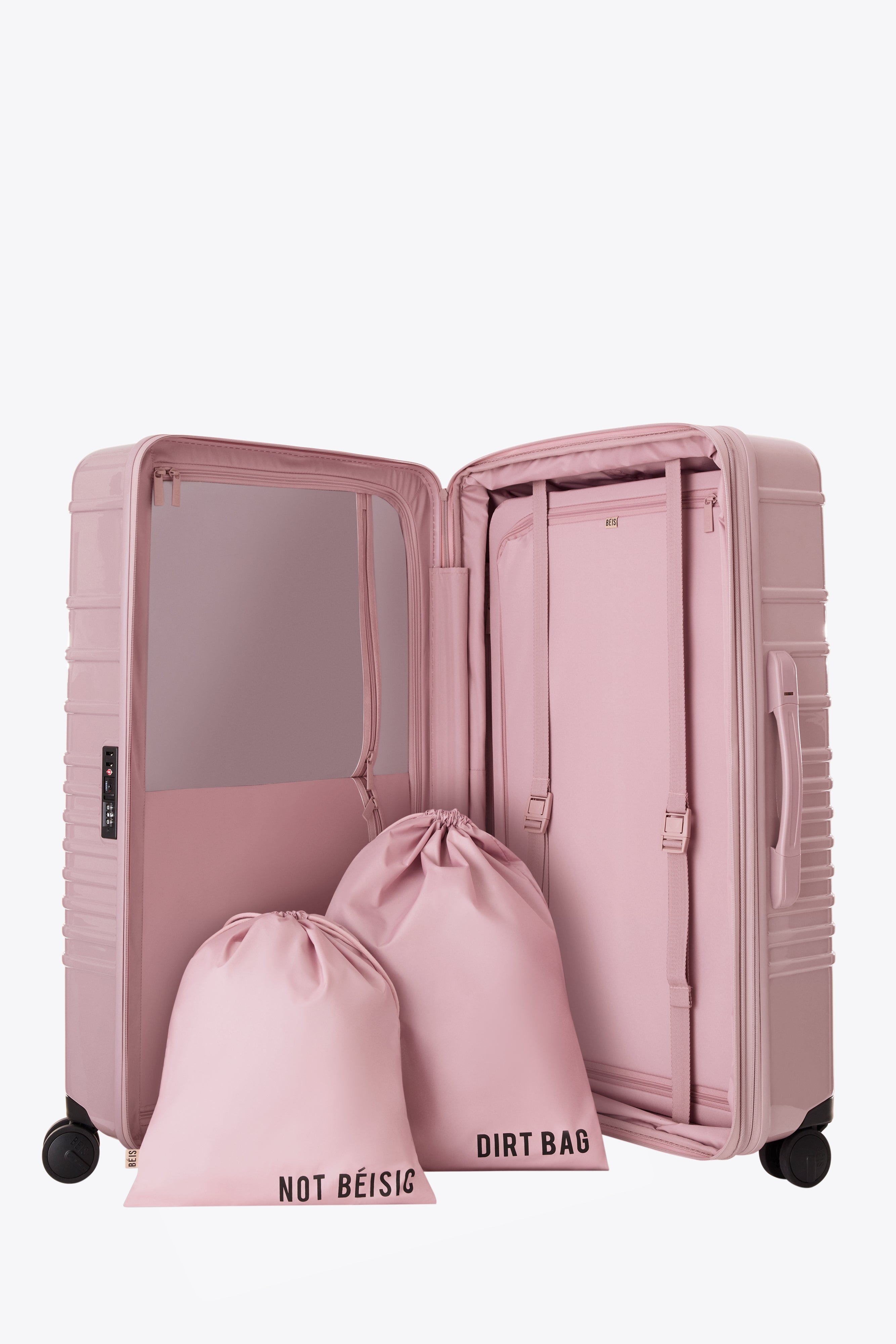 Large Check-In Roller Suitcase in Glossy Atlas Pink - Perfect for Air Travel & Business Trips