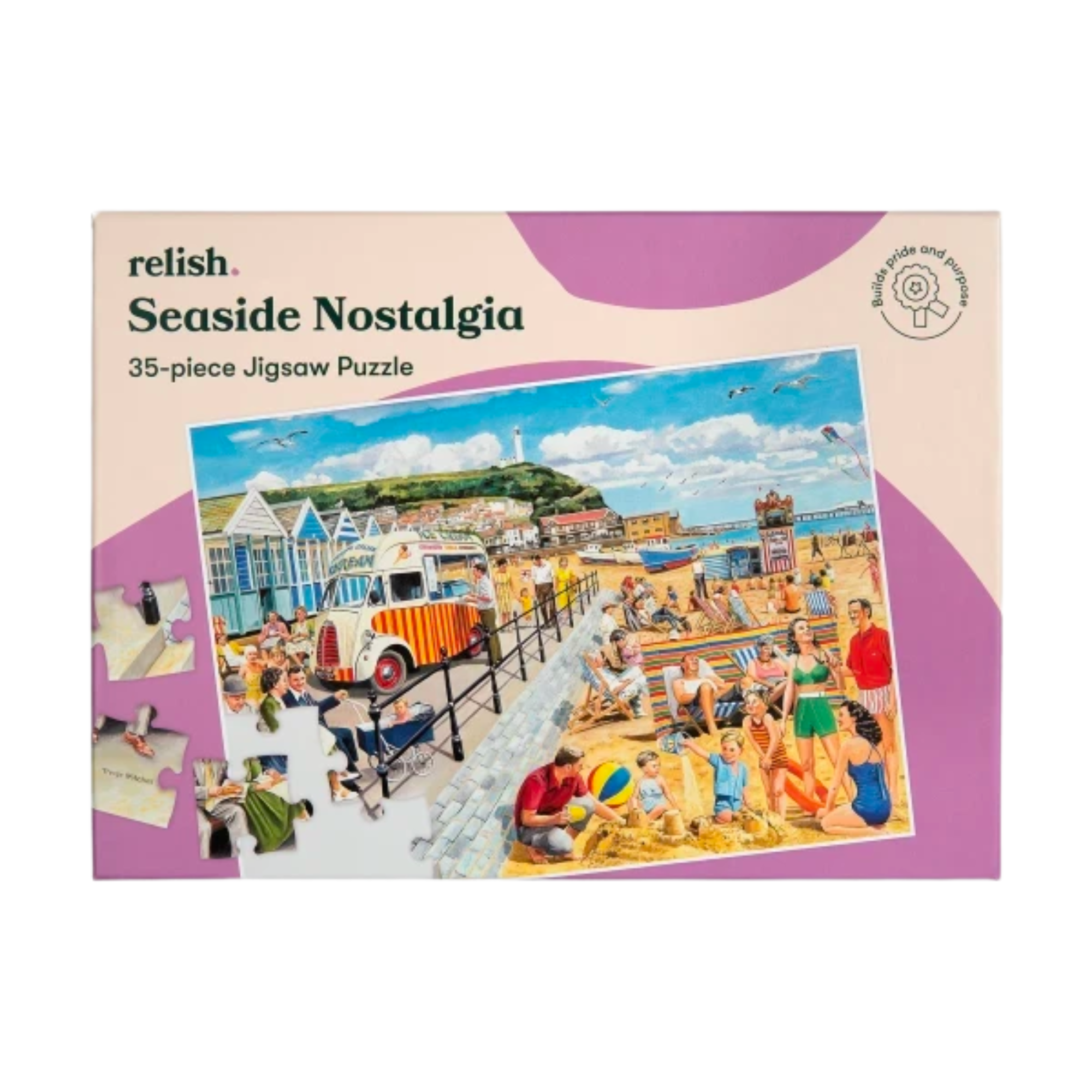35 Piece Jigsaw Puzzle - Seaside Nostalgia Scenic Ocean View Puzzle for Adults & Kids - Perfect for Family Game Night, Stress Relief & Home Decor