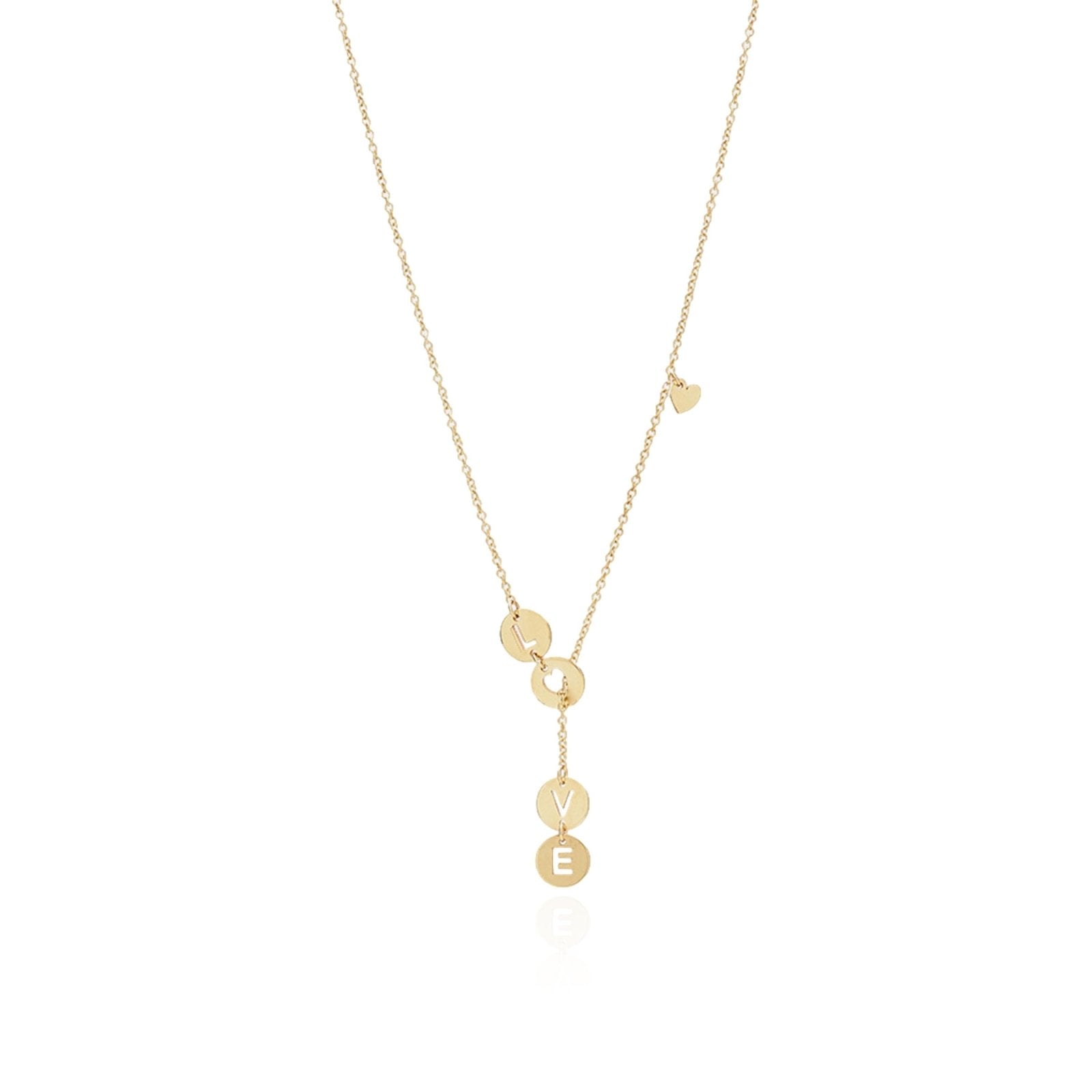 10k Yellow Gold Love Lariat Necklace for Women - Elegant Layering Piece for Valentine's Day, Anniversary & Everyday Wear
