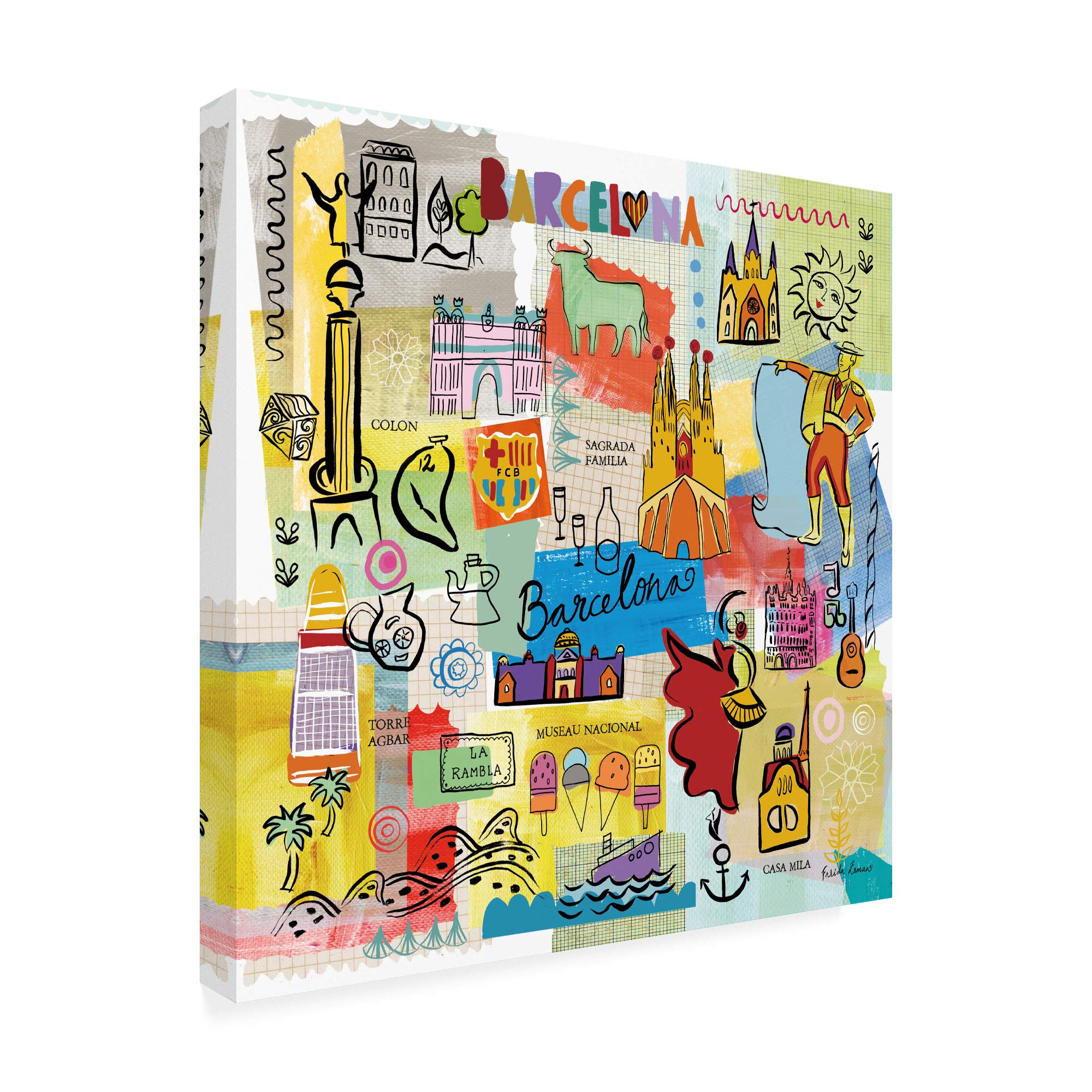 Trademark Fine Art 18x18 Global Travel IX by Farida Zaman - Stunning Wall Art for Home & Office Decor, Perfect for Travel Lovers & Interior Design