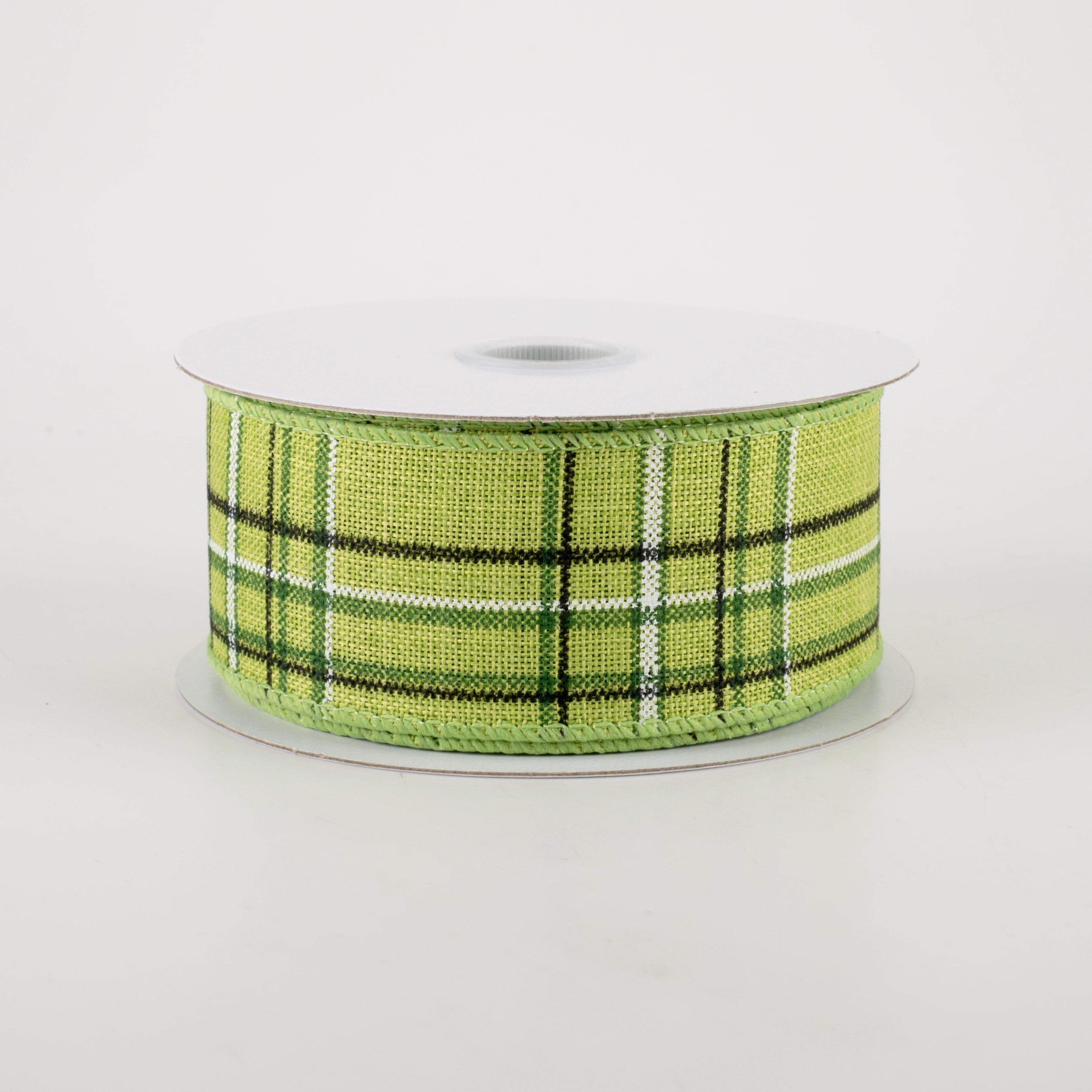 1.5 Inch Cornelia Plaid Ribbon - Green White & Black Checkered Ribbon (10 Yards) for Gift Wrapping, Crafts, Hair Bows & DIY Projects
