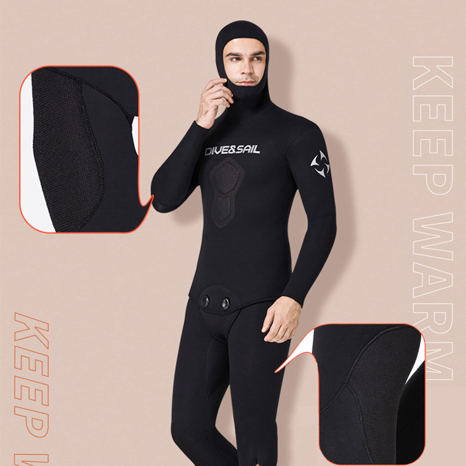 1.5MM Neoprene Men's Wetsuit - 2-Piece Long Sleeve Full Body Hooded Snorkeling Suit for Spearfishing, Swimming & Water Sports | Thermal Protection | Black XL | Ideal for Scuba Diving, Surfing & Cold Water Activities