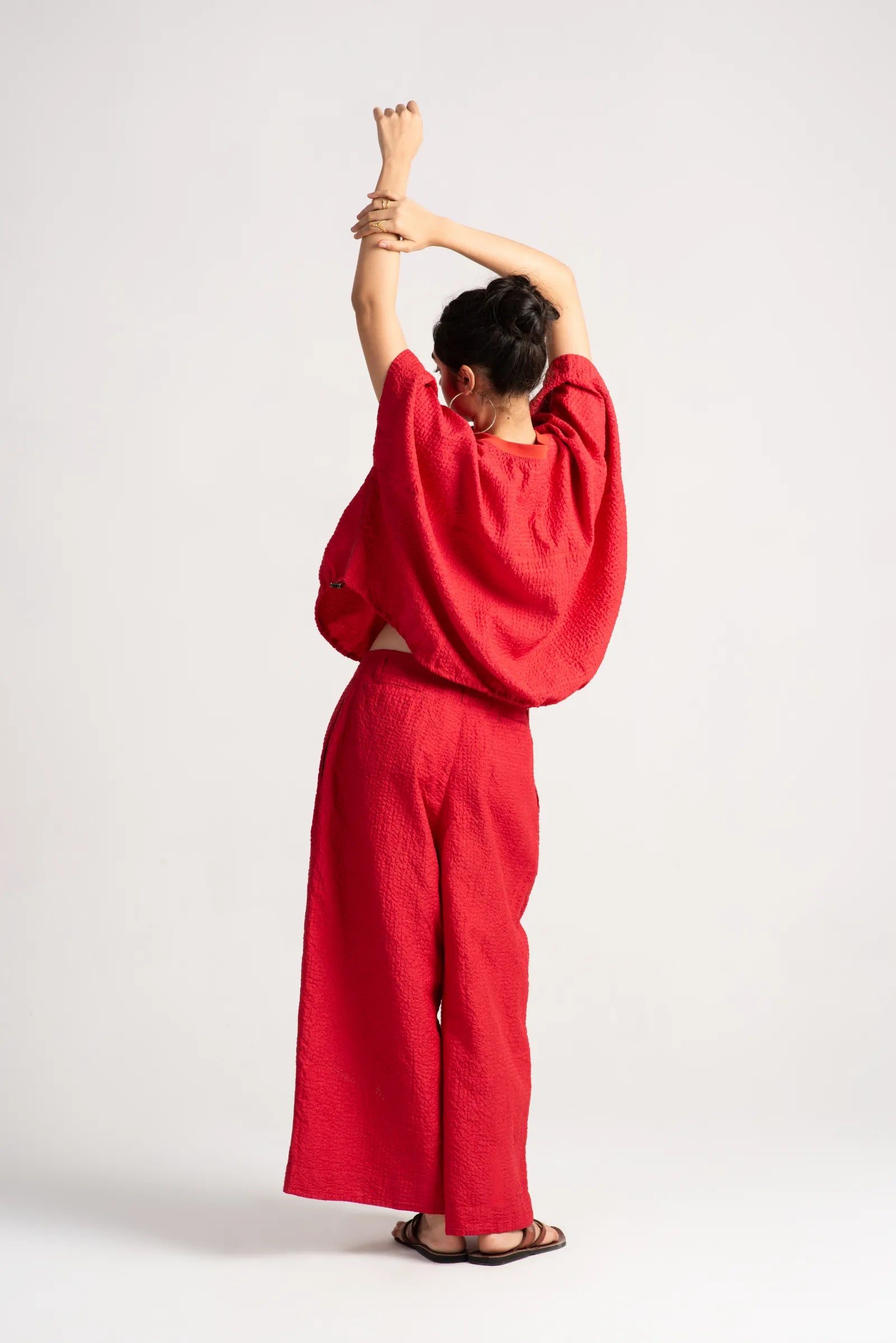 Premium Silk Checkered Red Trousers for Women - Elegant and Comfortable Formal Pants for Office, Party & Special Occasions