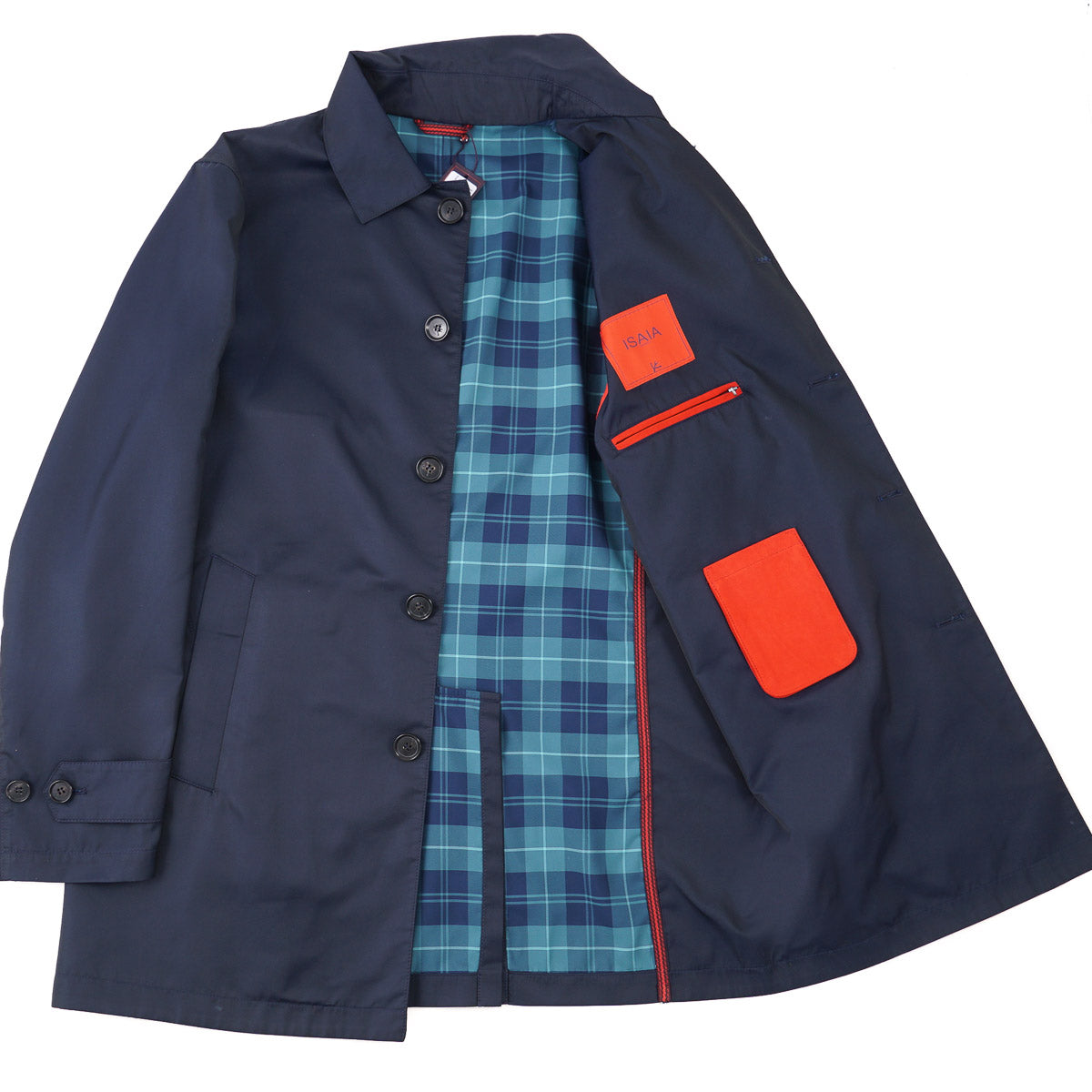 Isaia Light Aqua Fabric Overcoat for Men - Premium Water-Resistant Spring Jacket - Stylish Casual & Business Wear for Outdoor Activities & Travel