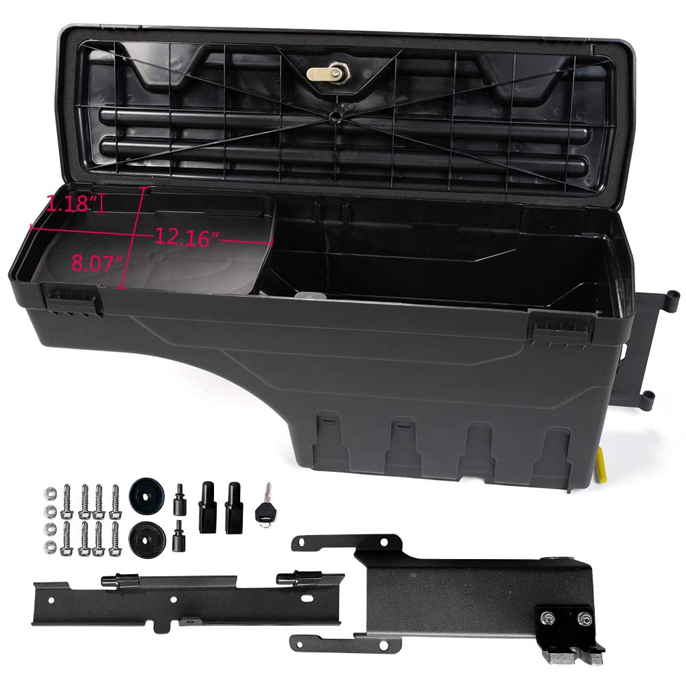 Lockable Truck Bed Tool Box for Ford F150 2015-2020 | Right Passenger Side Storage Organizer | Durable Cargo Management for Camping & Work Tools