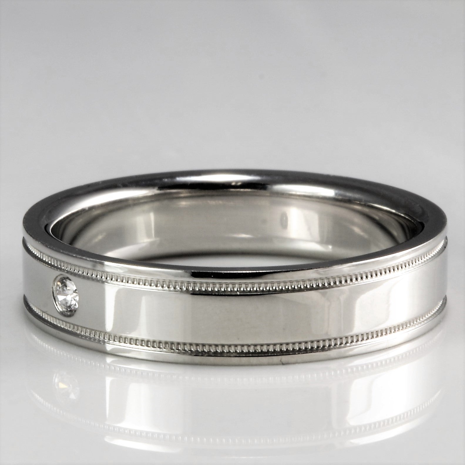Tiffany & Co. Essential Double Milgrain Band Ring - 0.01ct Diamond Wedding Band for Women - Size 5.5 - Perfect for Engagement, Anniversary & Everyday Elegance