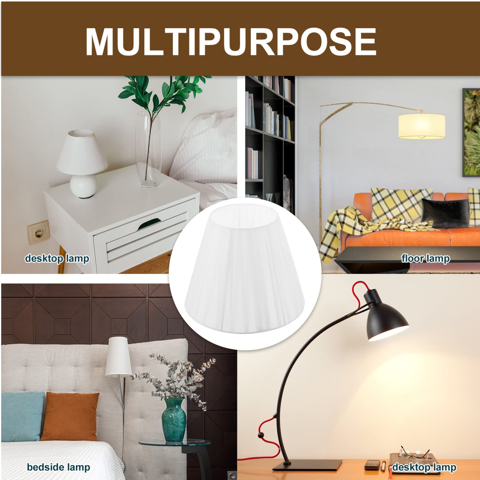 Pleated Fabric Lampshade Clip-On Light Cover - White Table & Floor Lamp Shade for Bedroom, Office, Living Room | Perfect for Reading, Working & Creating Cozy Ambiance