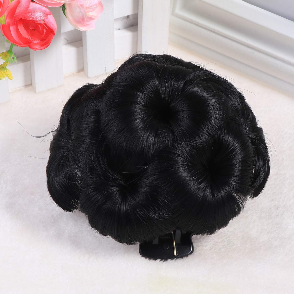 OSEN Hair Bun Clutch & Hair Extension - Black Artificial Hair Bun for Women & Girls | Perfect for Updos, Ponytails & Special Occasions