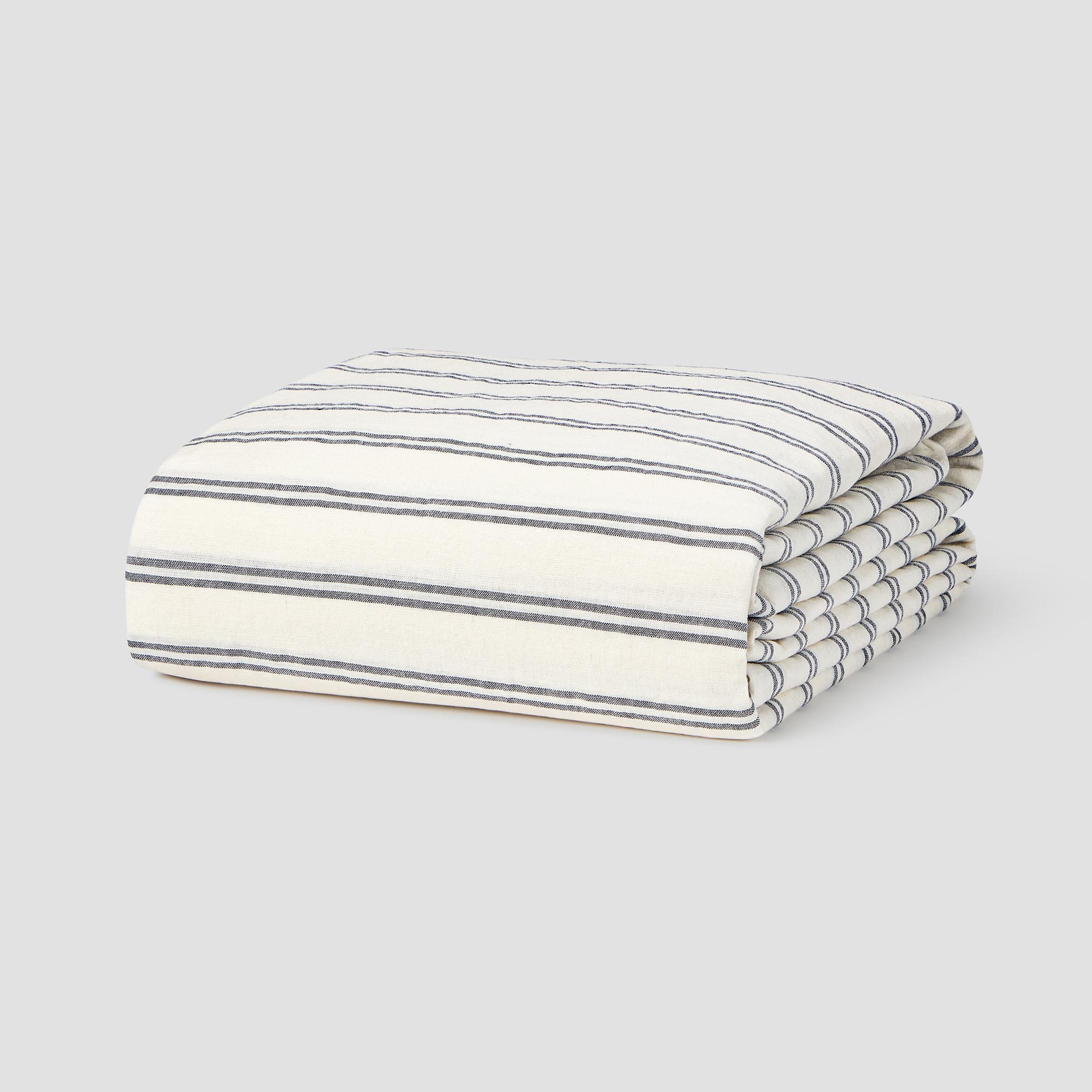 Ivory Kemptown Stripe 100% Linen Duvet Cover Set - Breathable & Soft Bedding for All Seasons - Perfect for Master Bedroom, Guest Room & Vacation Homes