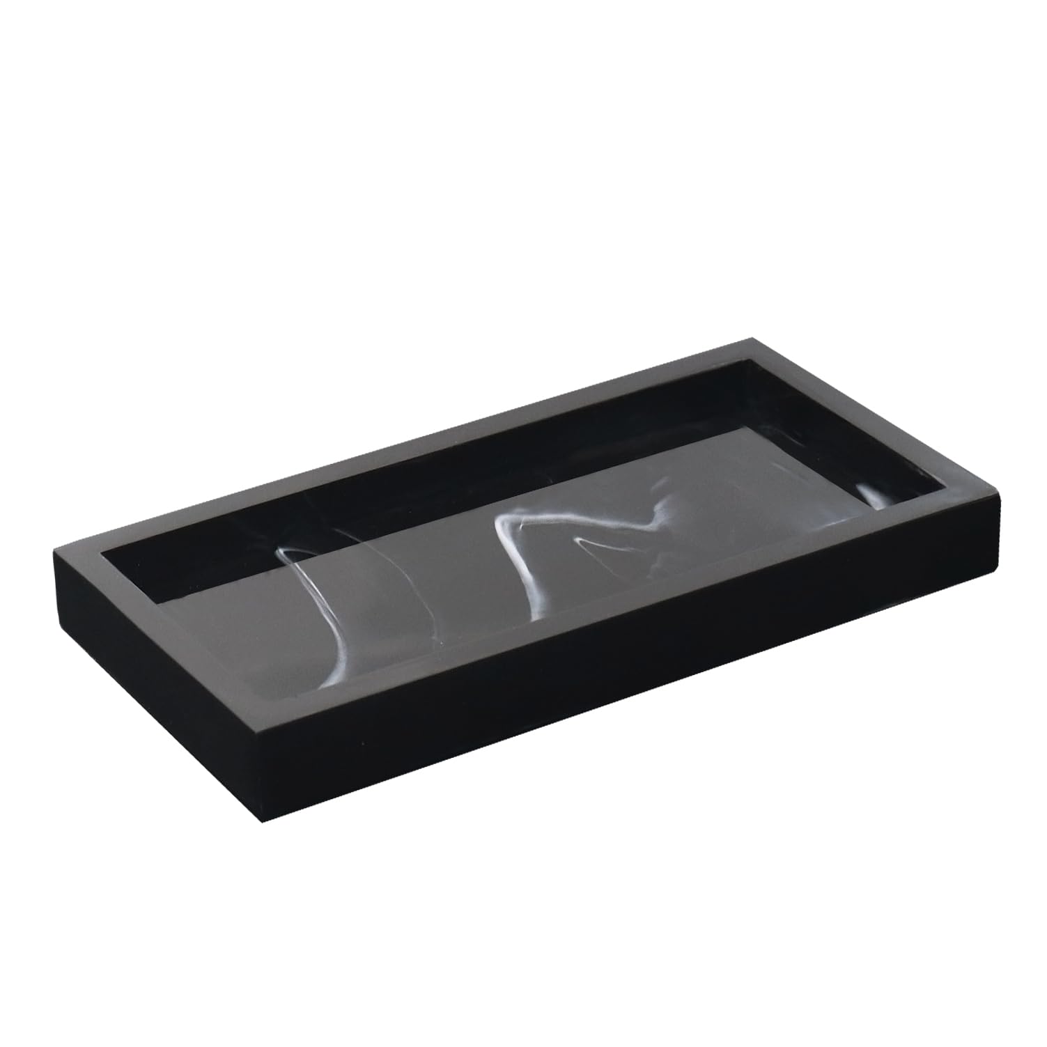 Black Marble Bathroom Vanity Tray - Elegant Resin Countertop Organizer for Toilet Tank | Perfect for Makeup, Jewelry & Bath Essentials Storage in Modern Bathrooms
