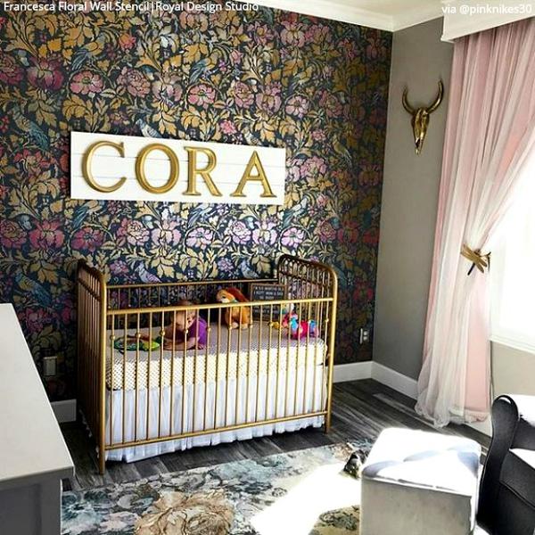 French Floral Damask Wall Stencil - Reusable DIY Painting Template for Home Decor, Bedroom, Nursery & Living Room - Perfect for Accent Walls, Furniture & Craft Projects