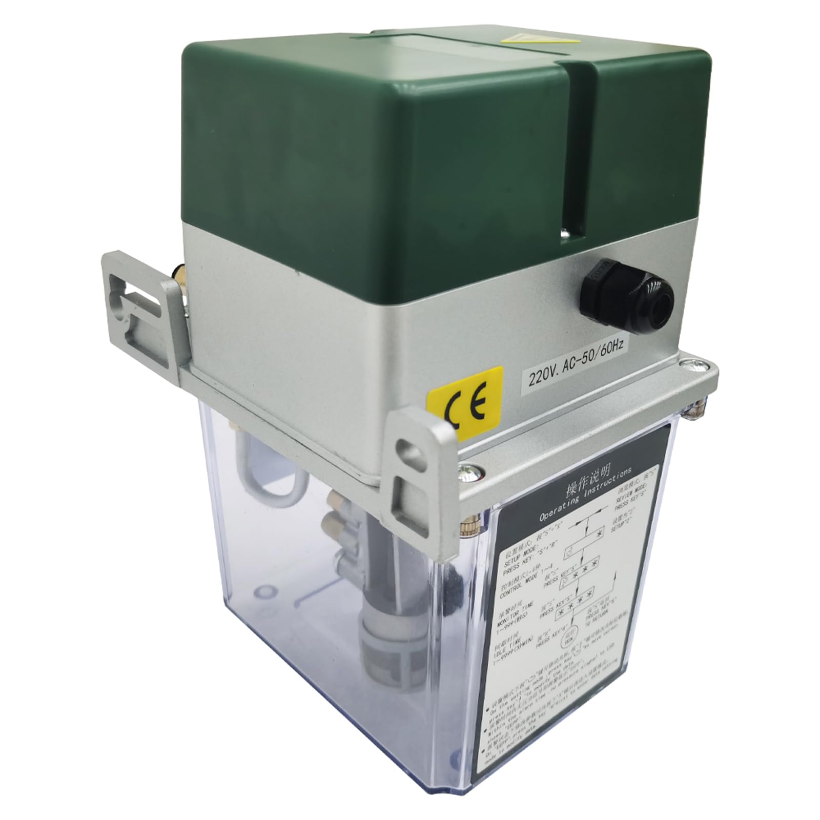 TECHTONGDA 220V 2L Automatic Lubrication Oil Pump - Alloy Gear Pump with 5Mpa Pressure Gauge for CNC Machines, Engraving Routers & Industrial Equipment - Perfect for Workshop, Factory & Metalworking Applications