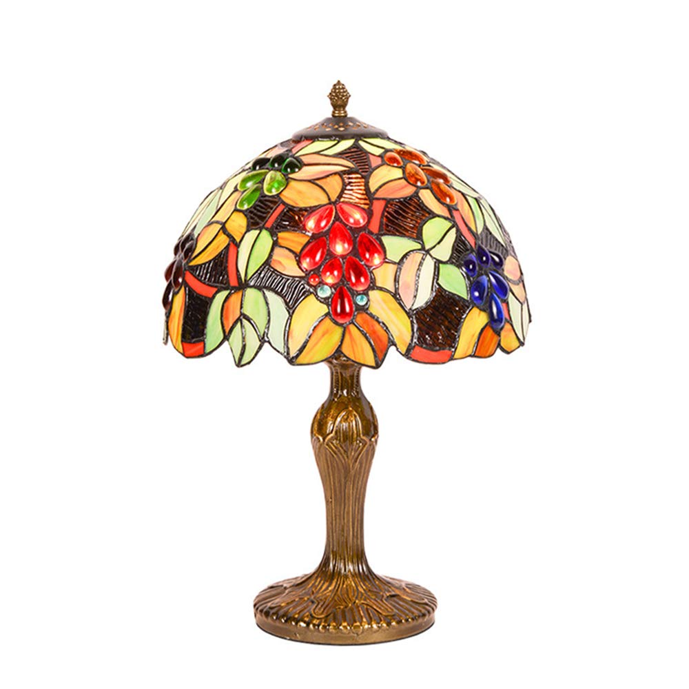 Vintage Tiffany Style Table Lamp - American Classic Desk Lamp with E27 Bulb (110V-220V) for Home Office, Bedroom & Living Room Decorative Lighting