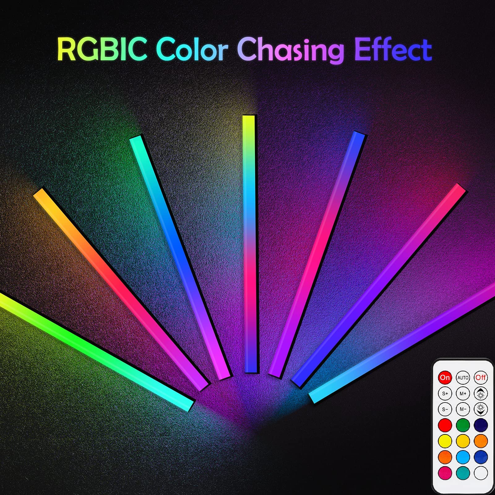 RGB LED Under Monitor Light Bar - Dimmable USB-Powered Gaming Desk Lamp with Dynamic Rainbow Effects & Remote Control | Adjustable Brightness & Speed for Computer Setup, Home Office, Streaming Studio & Gaming Room Lighting