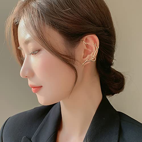 Vercret Gold Cuff Earrings for Women - Adjustable Cartilage Ear Cuff with CZ Stones, No Piercing Wrap Around Ear Clip - Perfect for Parties, Weddings & Everyday Wear