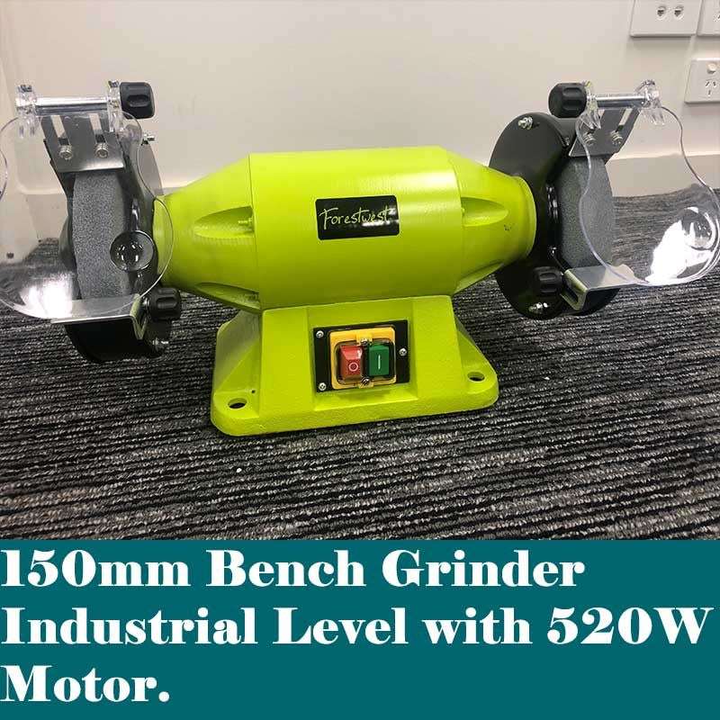 Forestwest 150MM 520W Industrial Bench Grinder BM20504 - Heavy Duty Metal Grinding & Sharpening Tool for Workshop, Garage & DIY Projects