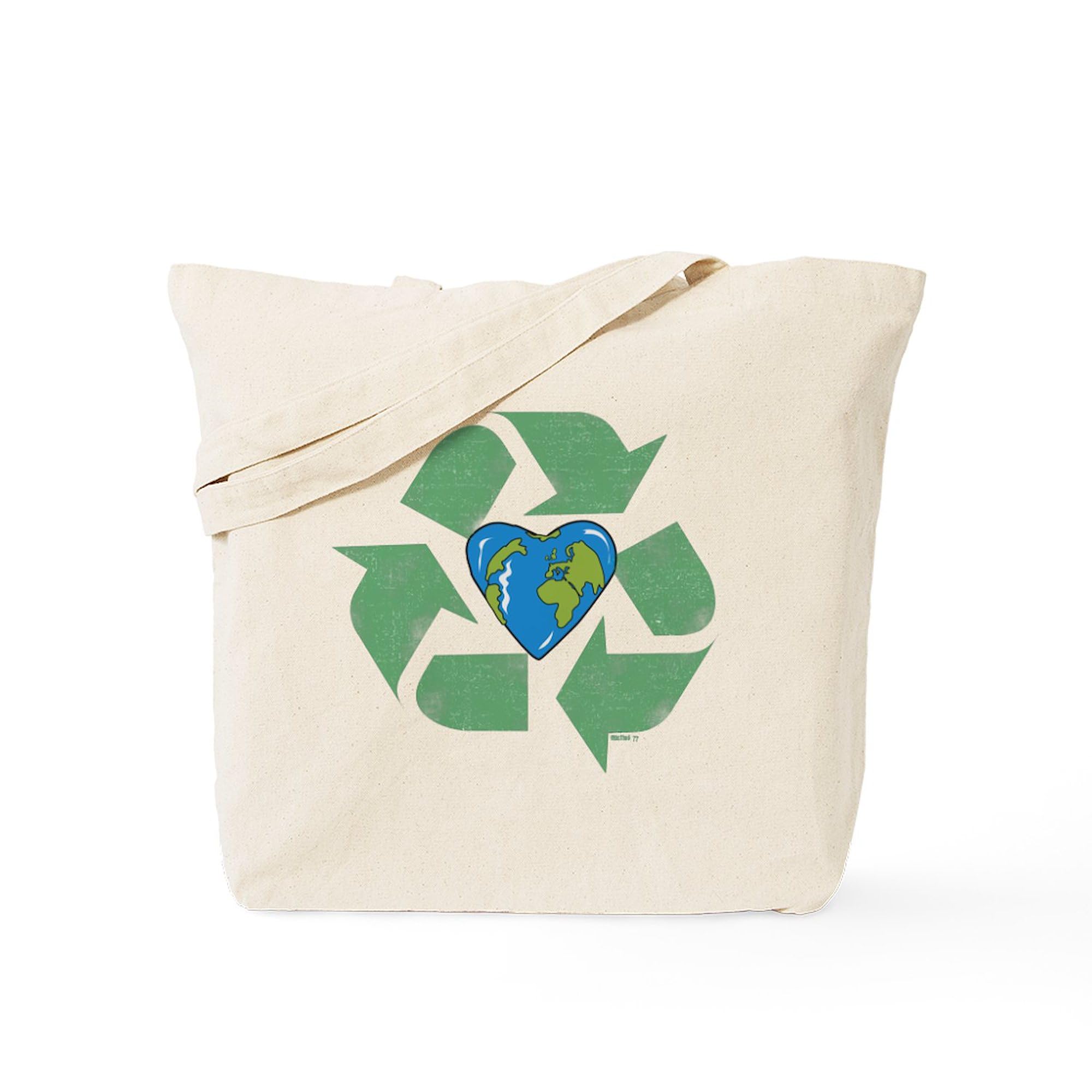 Eco-Friendly Reusable Canvas Tote Bag - Recycle Earth Heart Design | Natural Cotton Shopping Bag for Groceries, Beach & Daily Use