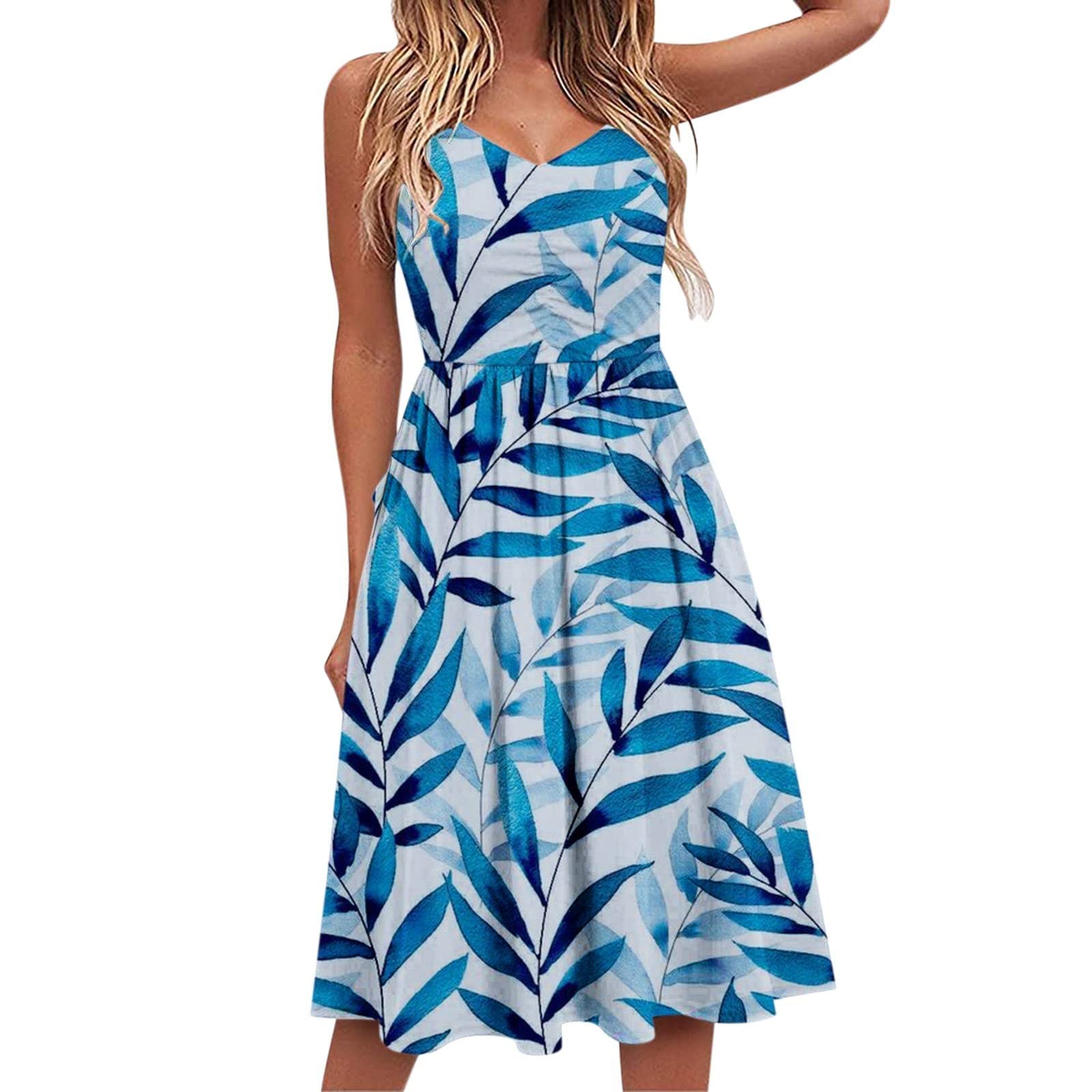 Levmjia Women's Summer Dresses 2022 - Sleeveless V-Neck Floral Print Casual Sundress for Beach, Vacation & Outdoor Activities | Lightweight Breathable Seaside Dress