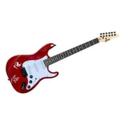 Def Leppard Signed Red Electric Guitar by Joe Elliott & Phil Collen - JSA Authenticated - Perfect for Rock Memorabilia Collections & Music Fan Gifts