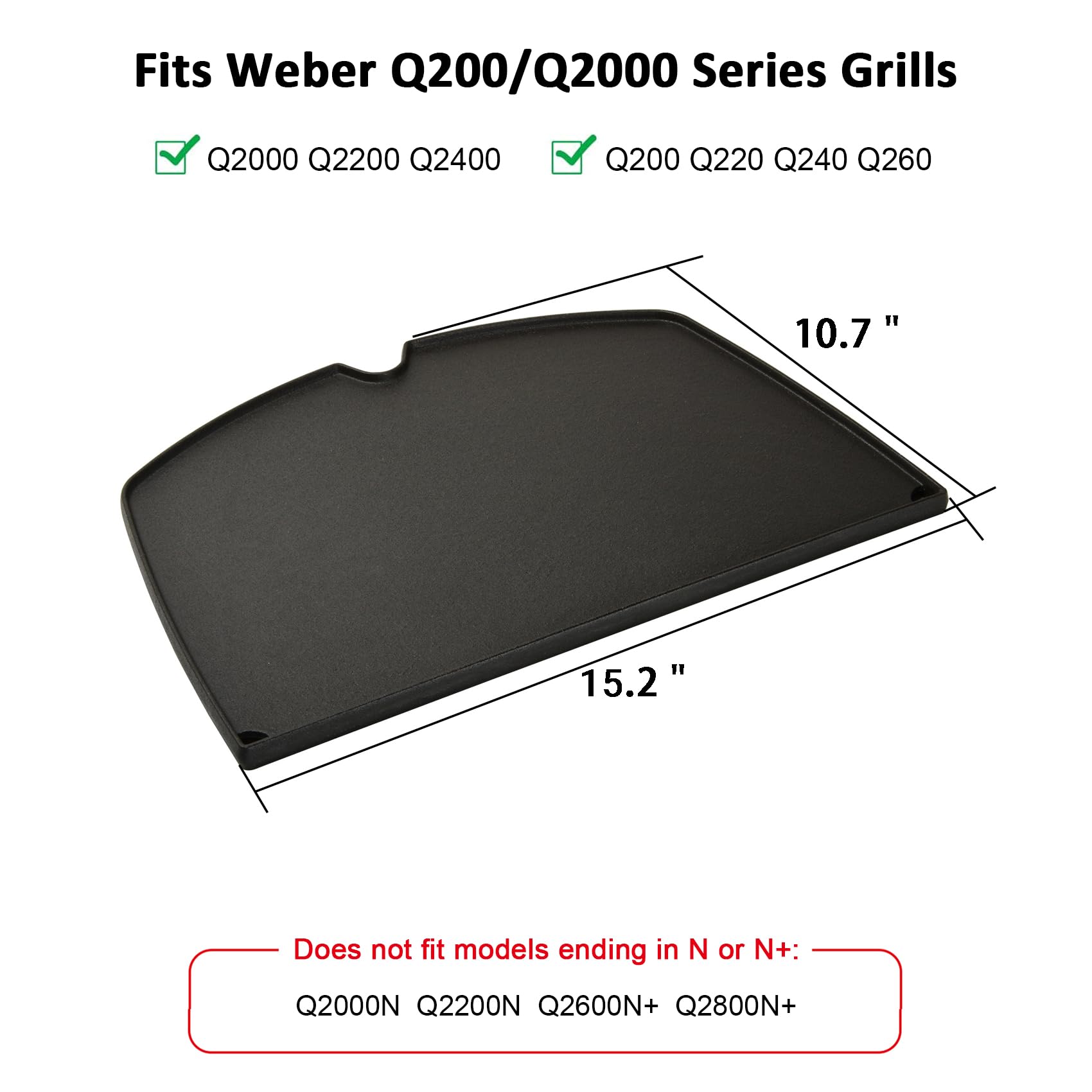 Stanbroil Cast Iron Grill Griddle Replacement for Weber Q200 Q220 Q240 Q260 Q2000 Q2200 Q2400 Series Gas Grills - Heavy Duty Cooking Surface for Steaks, Burgers & Vegetables - Perfect for Backyard BBQs, Camping & Outdoor Grilling