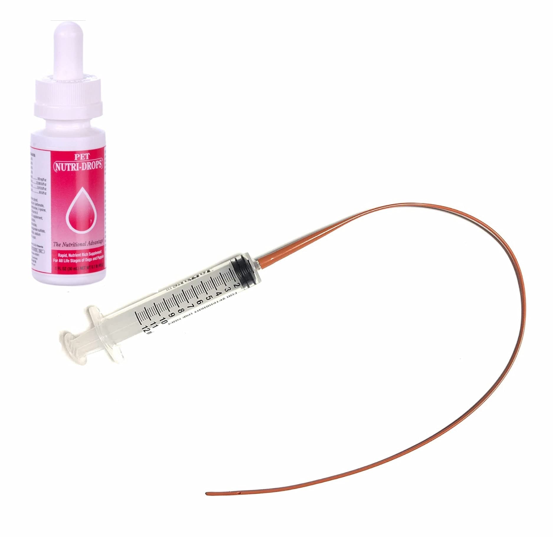 LBH Market Puppy Kitten Feeding Tube Kit - Kendall Feeding Tube with 12ml Syringe & Pet Nutri-Drops - Essential Whelping Supplies for Newborn Pets (Size 5 FR) - Perfect for Newborn Care, Emergency Feeding & Veterinary Use