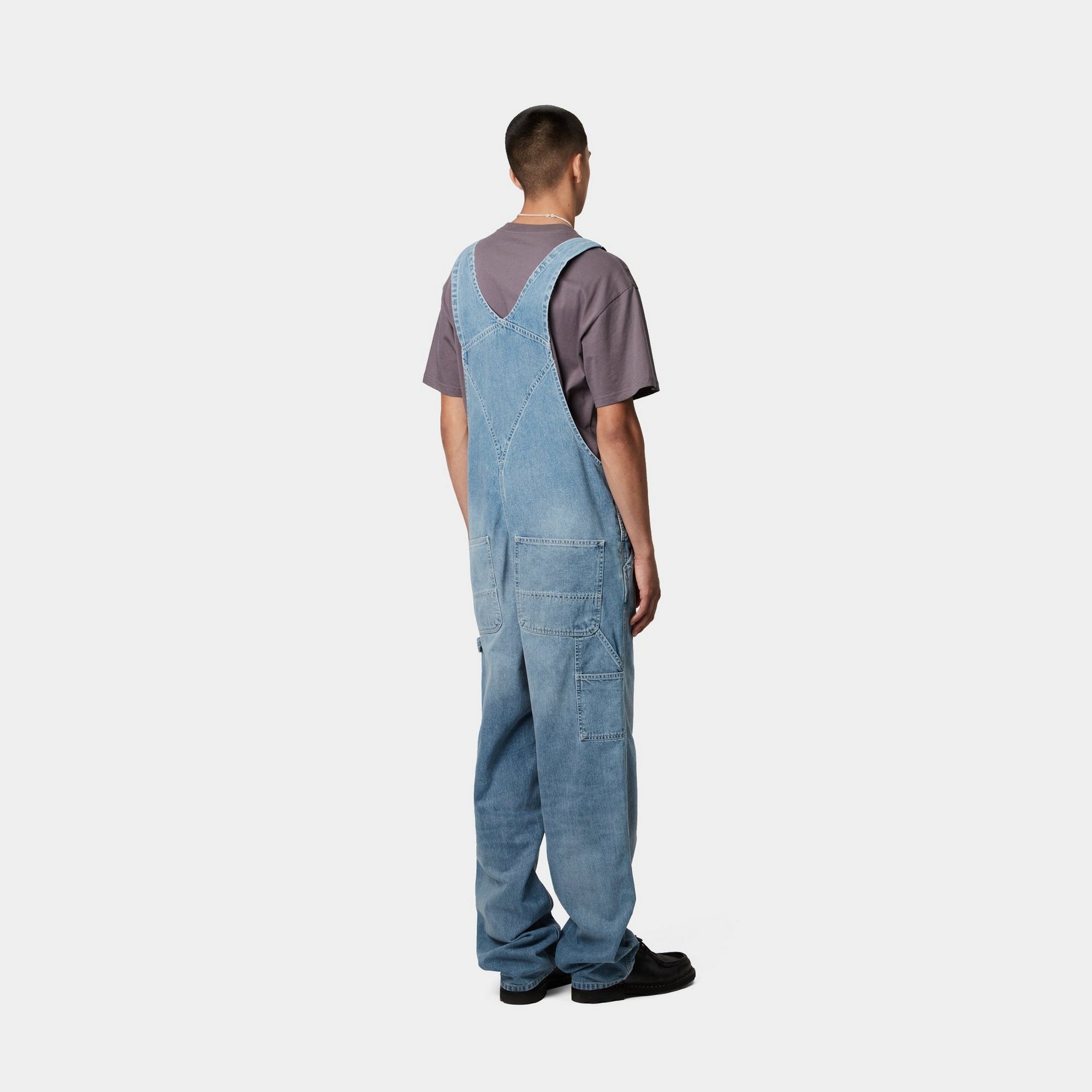 Men's Light Washed Blue Denim Bib Overalls - Durable & Comfortable Workwear for Farming, Construction & Outdoor Activities