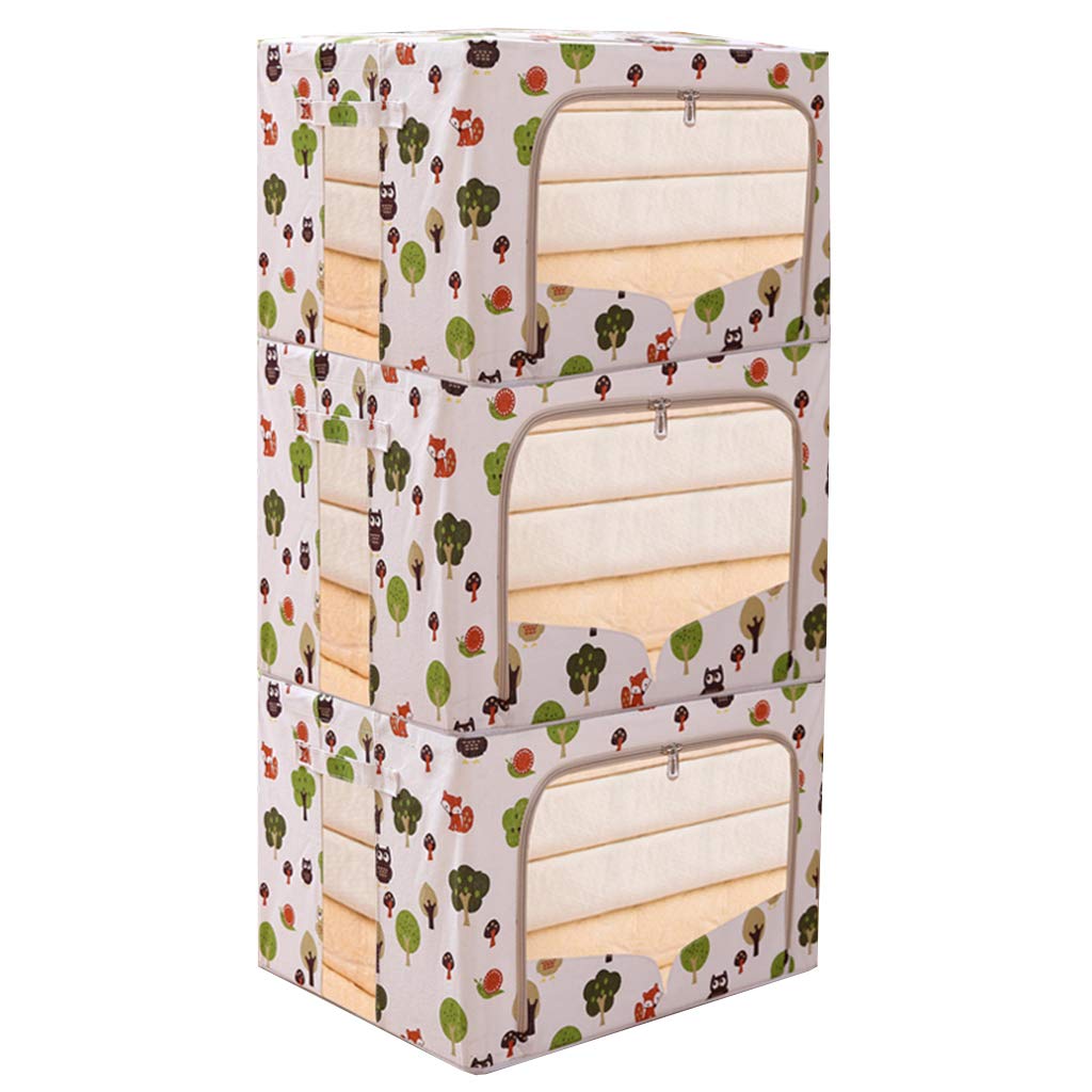 3-Piece Foldable Storage Bins with Handles - Collapsible Fabric Storage Box Cubes for Home Organization | Nursery, Closet, Office & Shelf Storage | Animal World Print | Perfect for Kids' Room, Pantry & Travel