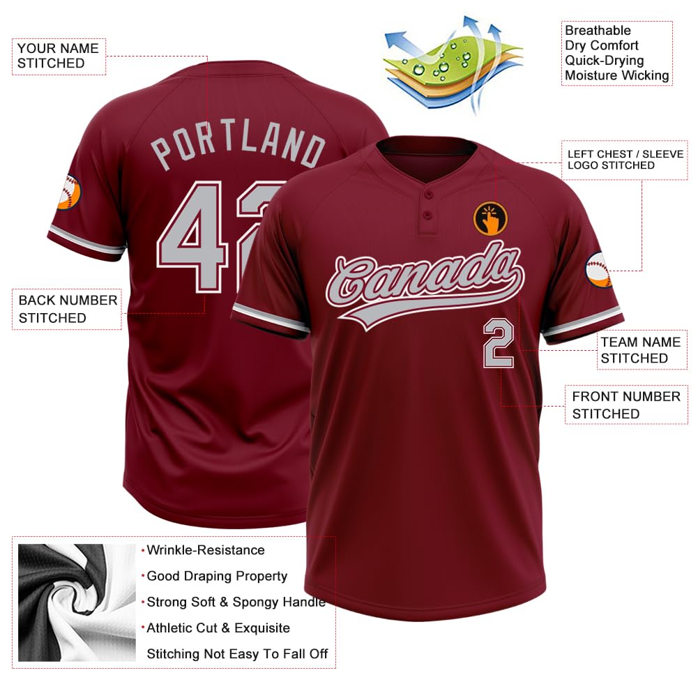 Custom Softball Jerseys with Stitched Names & Numbers - Personalized Two-Button Baseball Shirts for Men, Women & Youth - Perfect for Team Uniforms, Tournaments & Casual Play