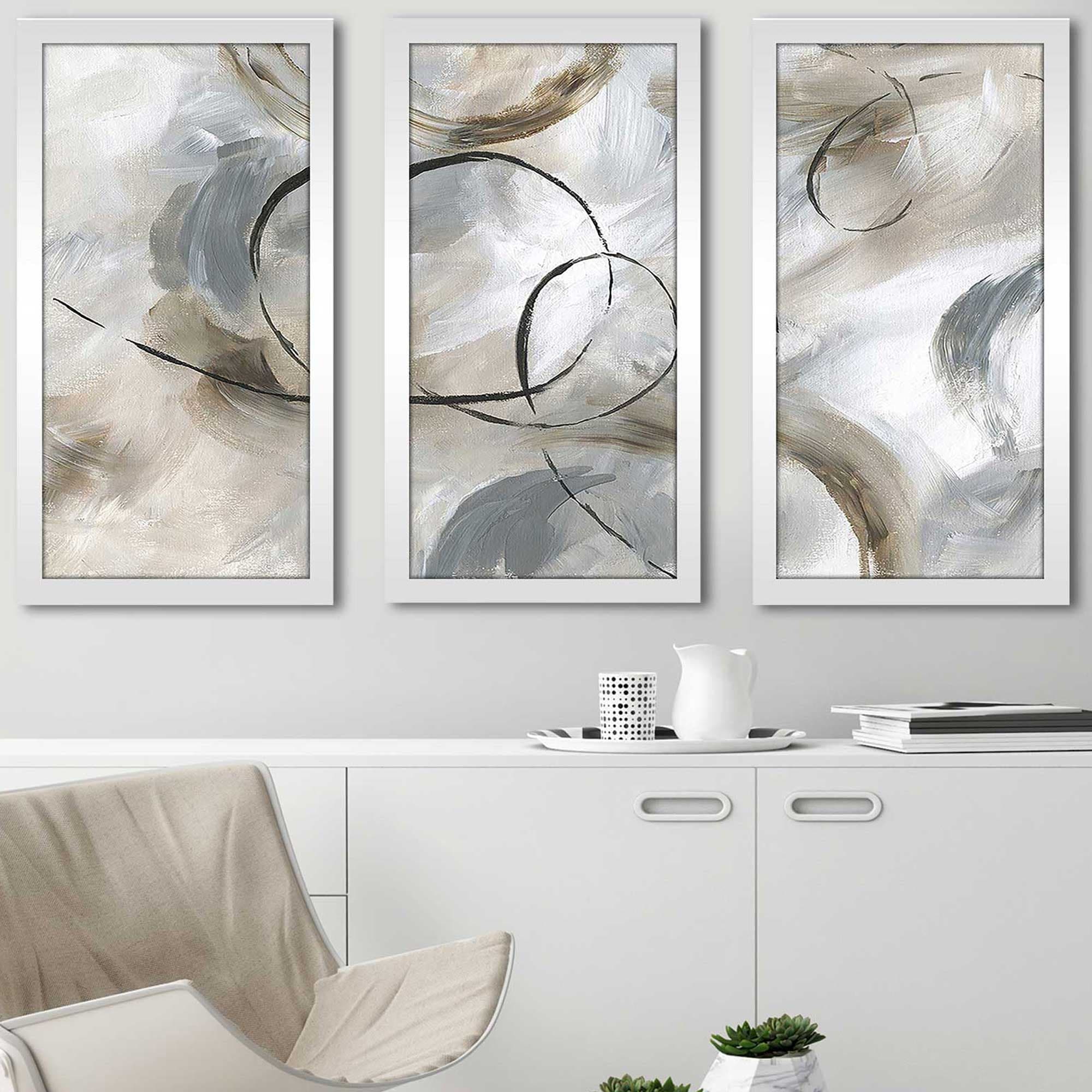Allegro 3-Piece Modern Acrylic Wall Art Set - Abstract Print Home Decor for Living Room, Bedroom & Office