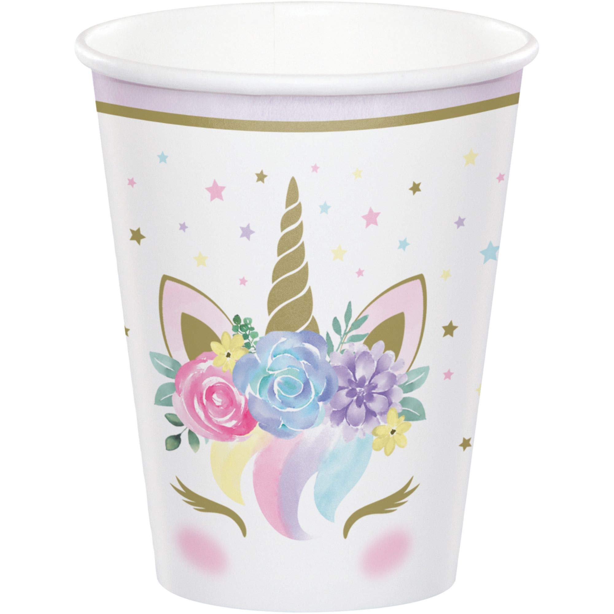 96-Pack Purple Unicorn Baby Shower Disposable Paper Cups | 9 oz Party Tumblers for Kids Birthday, Unicorn Theme Celebration & Festive Events