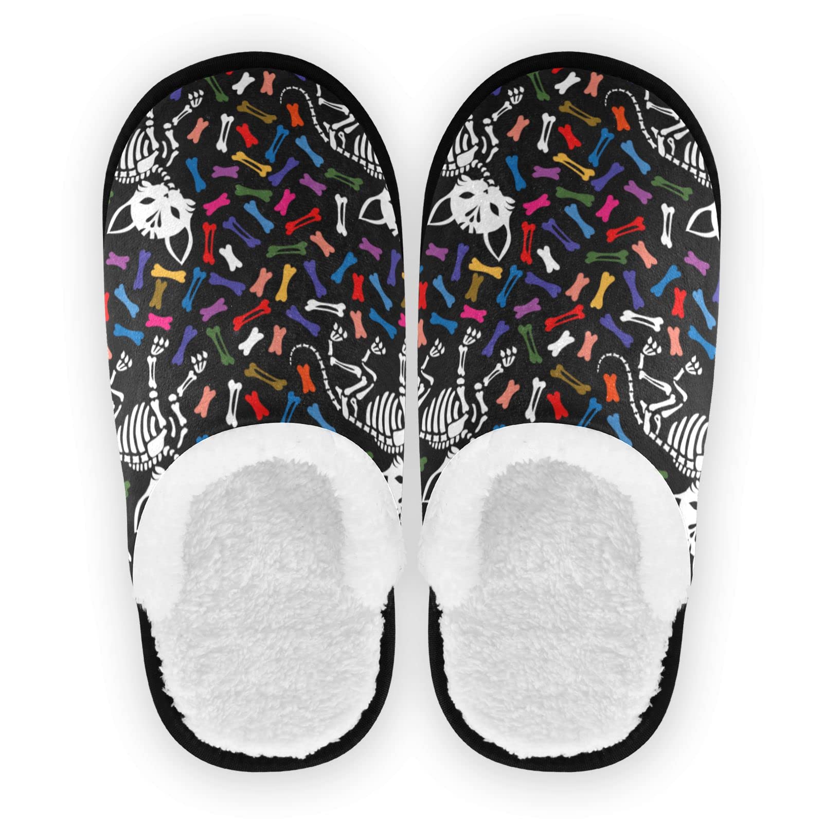 Vozoza Memory Foam Slippers for Women & Men - Non-Slip Indoor/Outdoor House Slippers with Cat Skeleton Design - Perfect for Home, Travel & Gifts