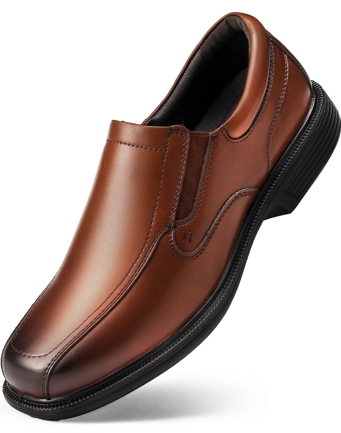 Men's Casual Slip-on Loafers - Stretch Comfort Square Toe Dress Shoes for Wedding, Business & Office Wear | Premium Leather Luxury Footwear for Formal Events & Daily Work