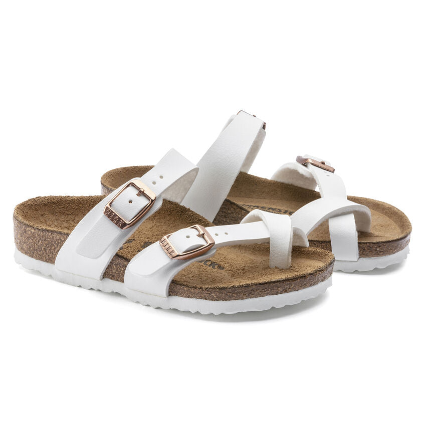 Birkenstock Mayari Birko-Flor Sandals for Kids - Comfortable White Adjustable Straps - Perfect for School, Play & Summer Outings