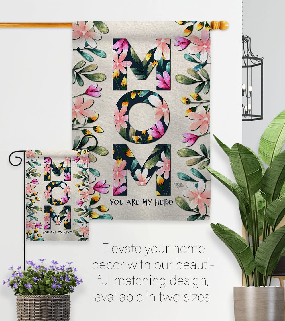 Mom My Hero Garden Flag Set - Double-Sided Yard Decor for Mother's Day Gifts