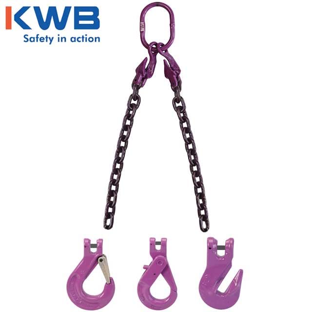 US Cargo Control 9/32 Inch x 15 Foot Adjustable 2-Leg Chain Sling with Grab Hook - Grade 100 Alloy Steel Overhead Lifting Sling for Heavy Loads - Perfect for Construction, Warehouse, and Industrial Material Handling