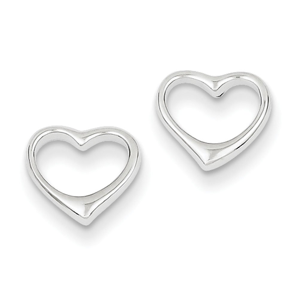 Sterling Silver Rhodium Plated Open Heart Post Earrings for Women - Elegant Dainty Stud Earrings for Everyday Wear, Date Night & Gift Giving