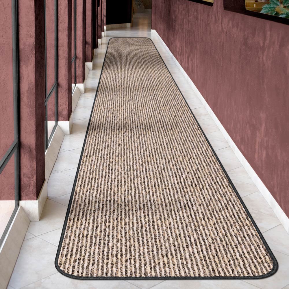 Non-Slip Carpet Runner for Hallway - 8ft x 36in Black Ripple Design - Heavy Duty Skid Resistant Rug for High Traffic Areas - Perfect for Stairs, Entryways and Home Safety