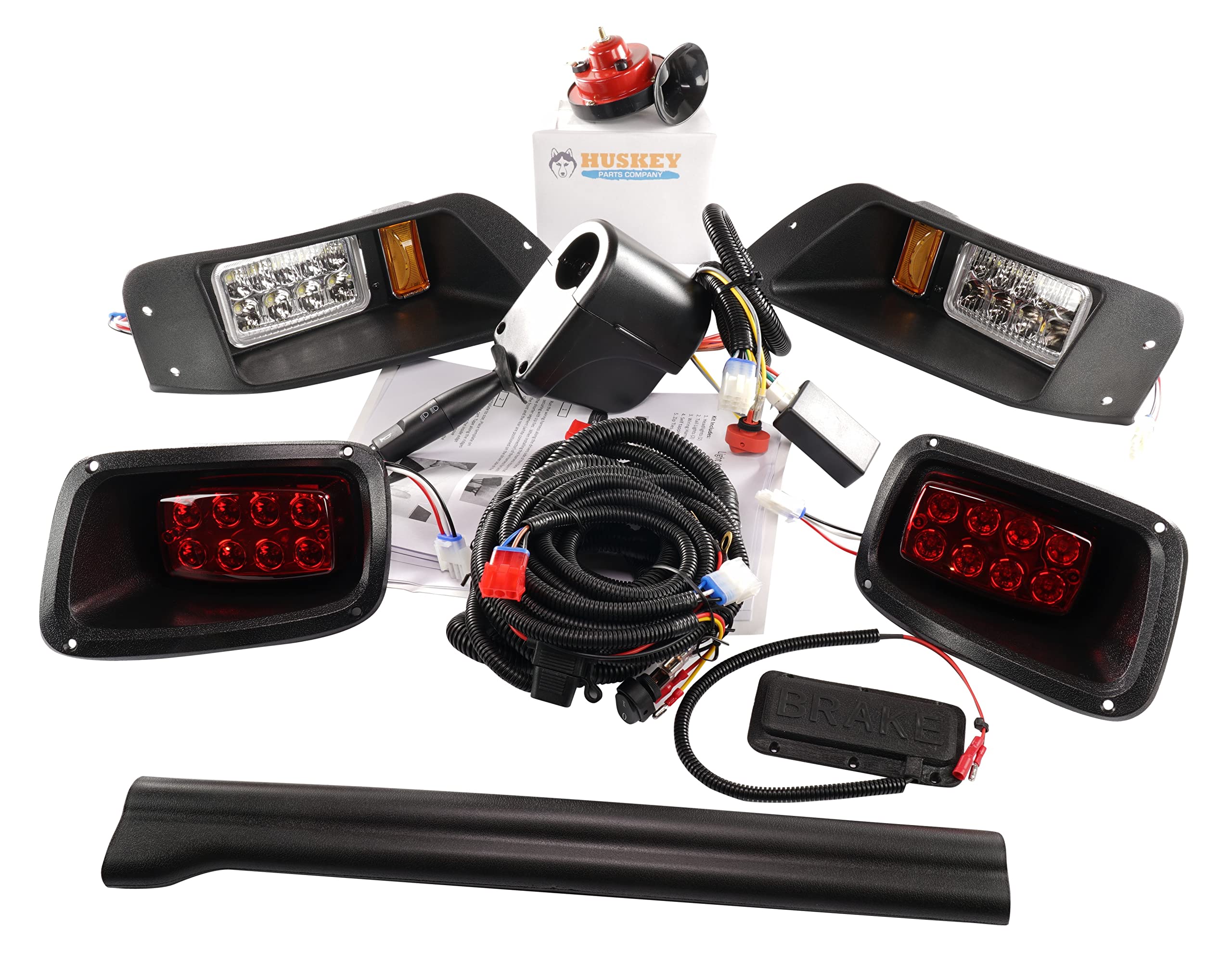 Huskey EZGO LED Light Kit - Street Legal Deluxe Ultimate 12V Light Kit for TXT Golf Cart 1996-2013 - Turn Signal Switch, Brake Lights, Horn, Hazard Lights - Perfect for Night Driving & Safety Upgrades